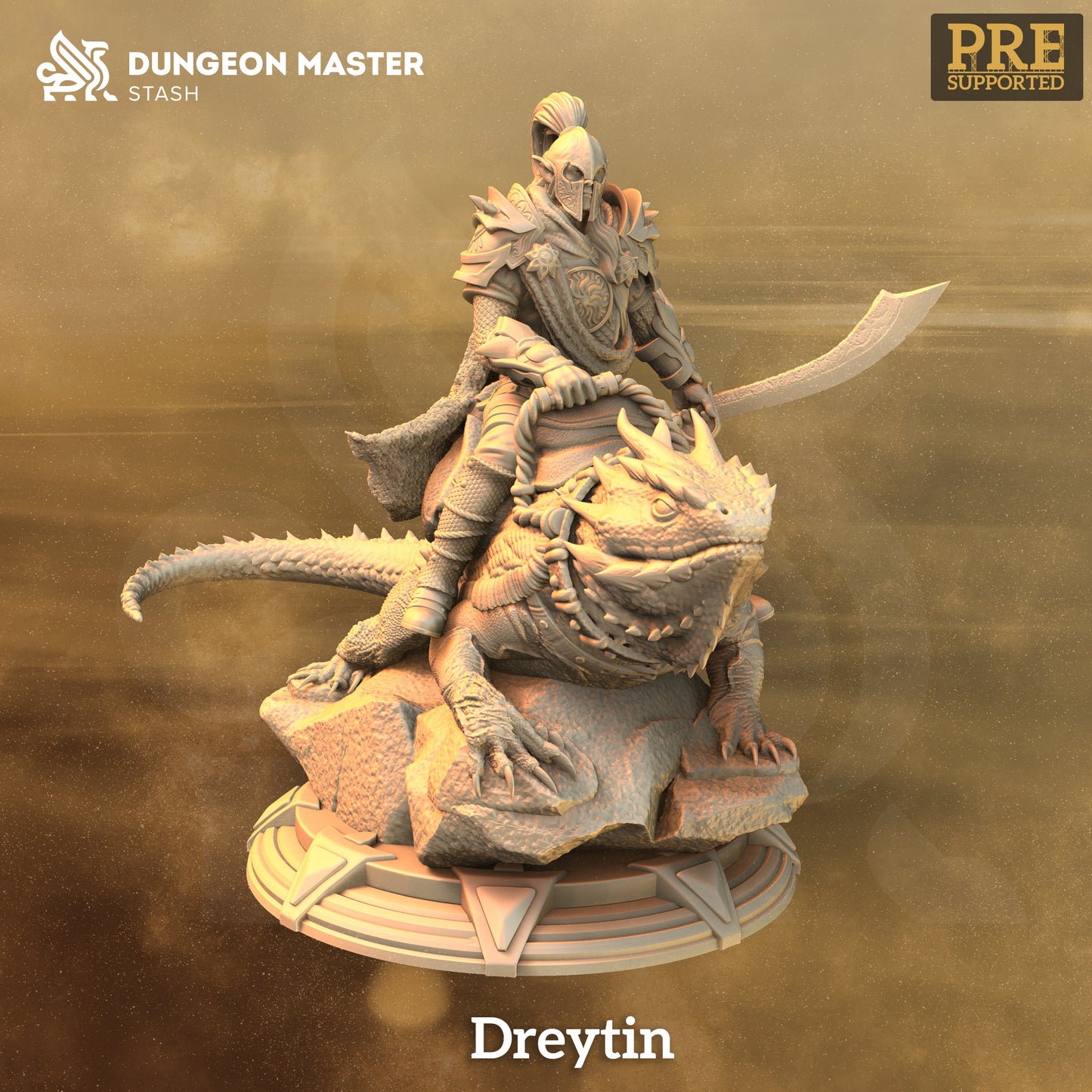 Mounted Dessert Cavalry Warrior Knight 32mm Scale - Lizard Rider by DM Stash