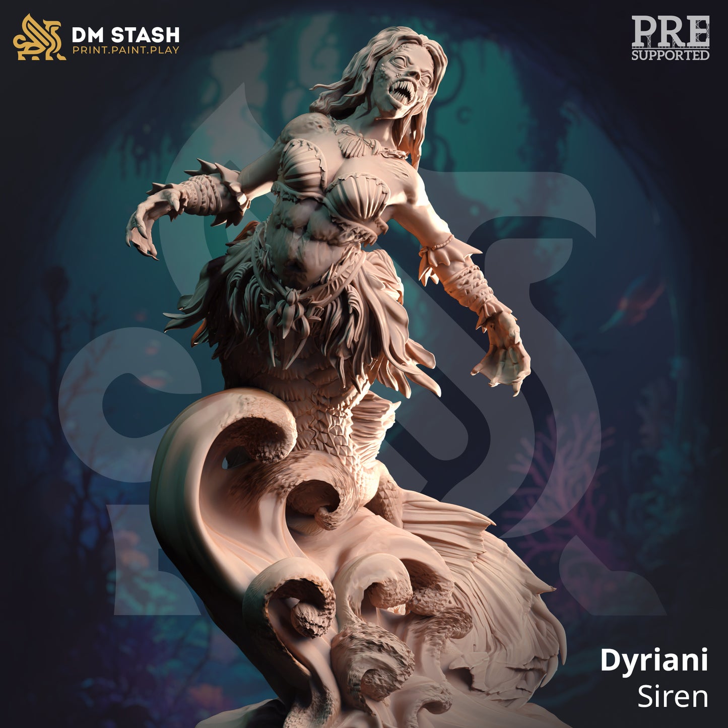 Mermaid Siren Monster Two Forms Pirate Enemy 32mm Scale - Deep Sea Sirens by DM Stash