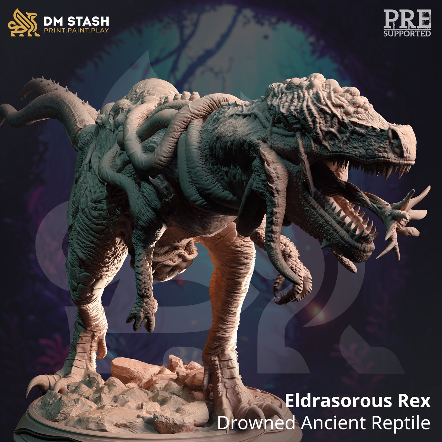 Giant Enemy T-Rex Monster Boss 32mm Scale - Eldritch Dinosaur by DM Stash