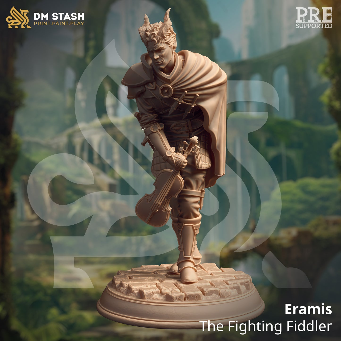 Tiefling Bard Violin Companion Lute NPC 32mm Scale - Tiefling Bard Fighter by DM Stash
