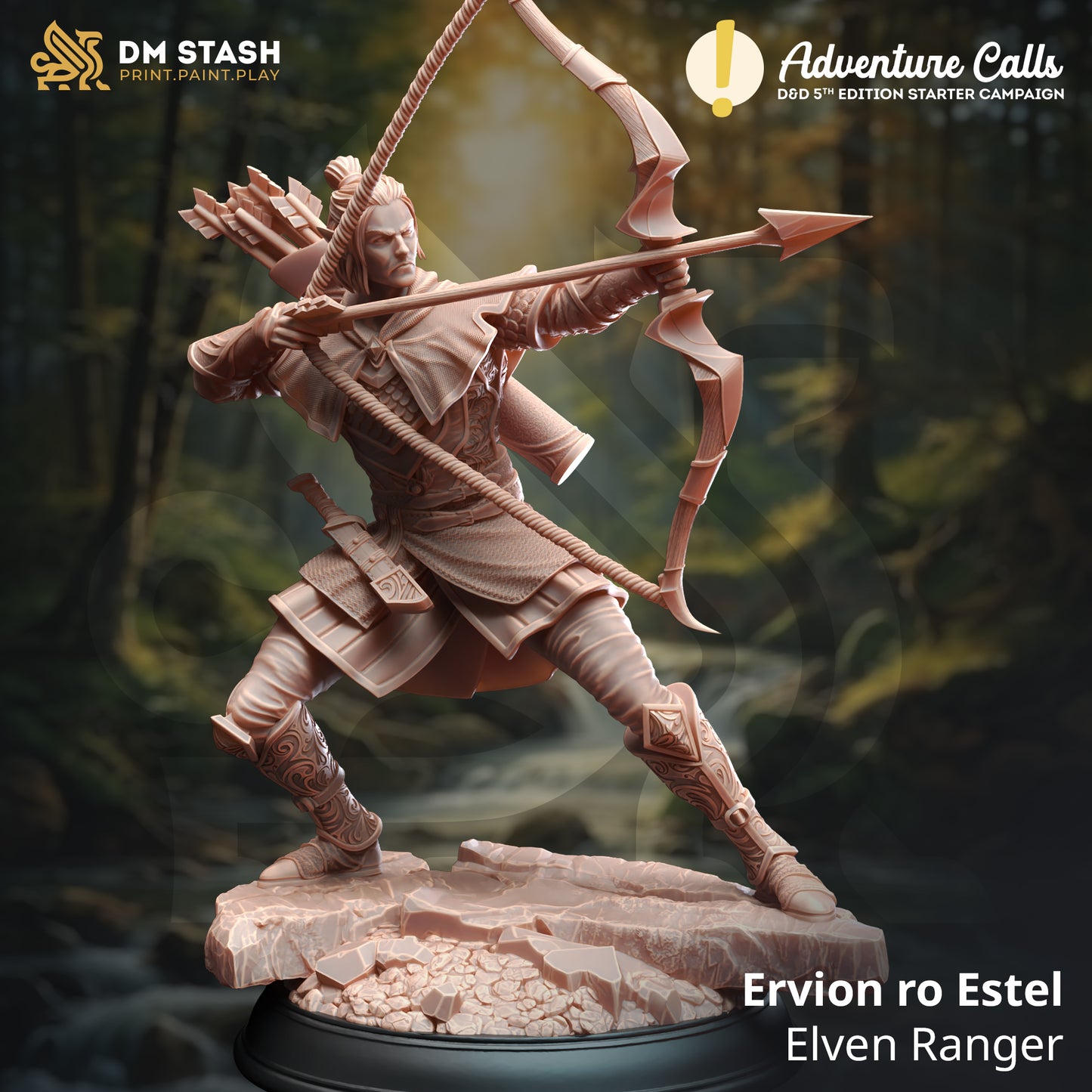 Elf Archer Warrior Drow Rogue 32mm Scale - Elven Ranger by DM Stash