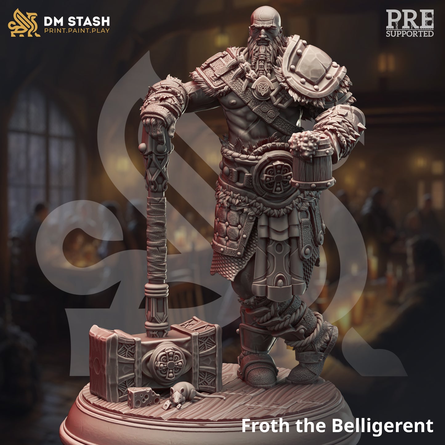Greathammer Nordic Warrior NPC 32mm Scale - Human Berserker Barbarian by DM Stash