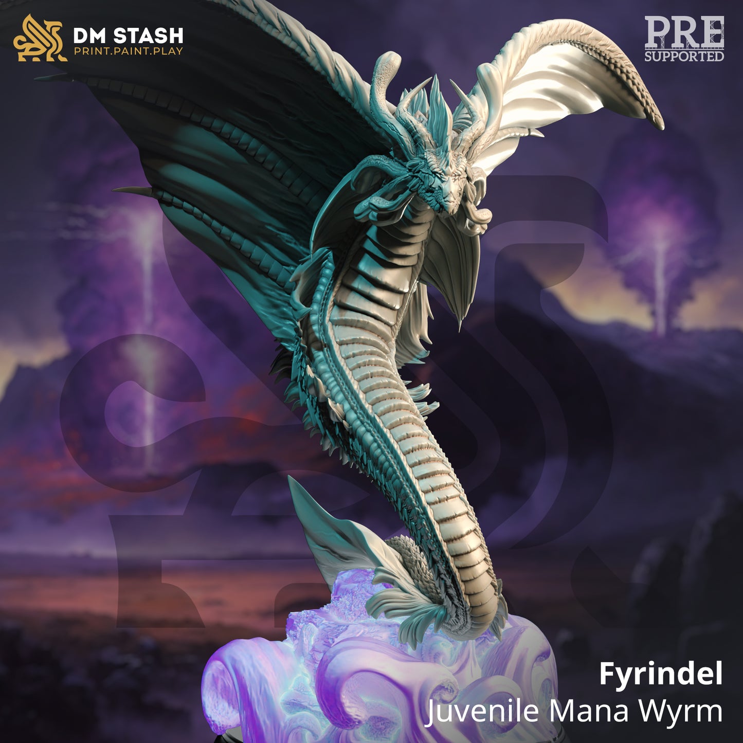 Draconic Wyrmling Boss Monster Miniature 32mm Scale - Juvenile Mana Wyrm by DM Stash