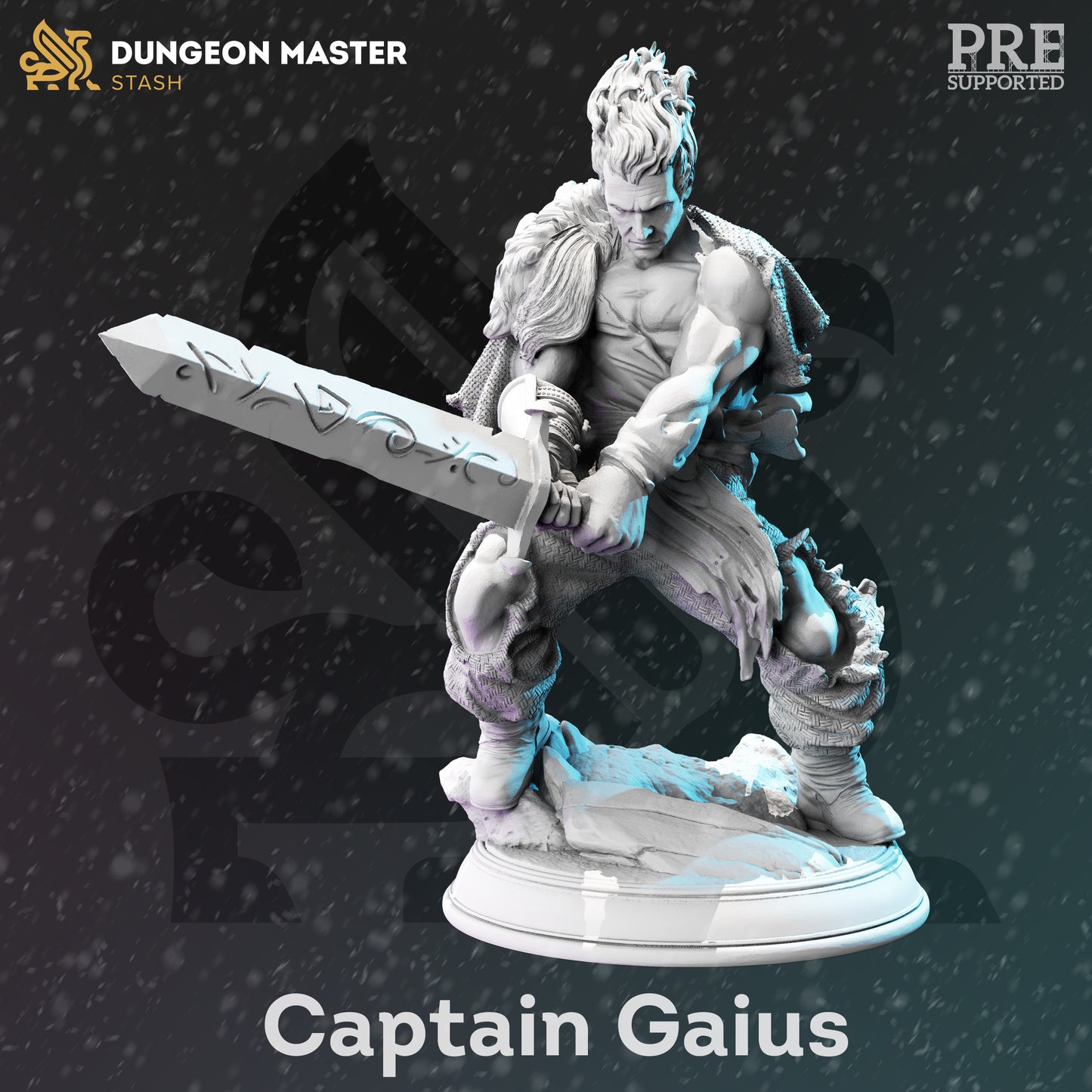 Barbarian Male Fighter Greatsword Fire Genasi 32mm Scale - Ragged Bloodhunter by DM Stash