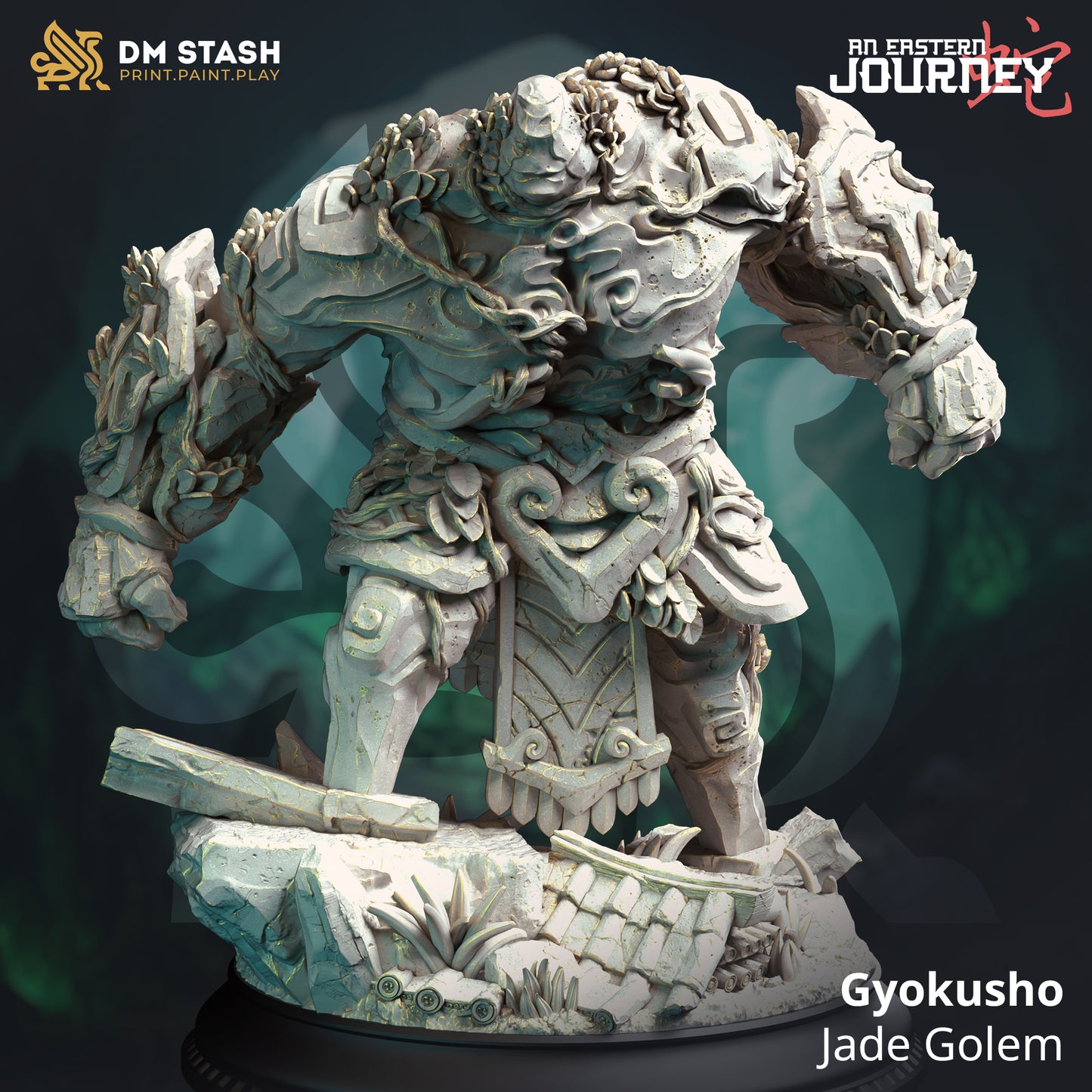 Nature Construct Enemy Stone Automaton 32mm Scale - Jade Golem by DM Stash
