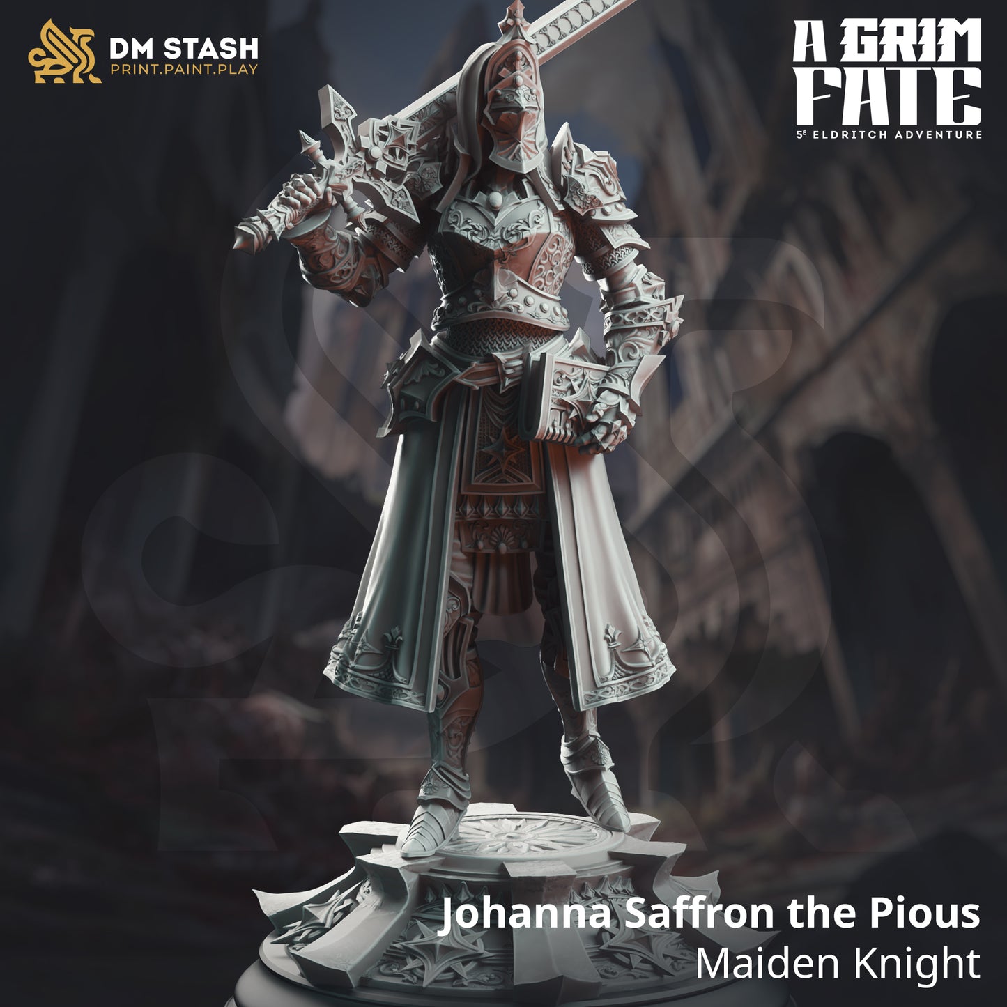Female Paladin Holy Swordsman NPC Miniature 32mm Scale - Maiden Knight by DM Stash