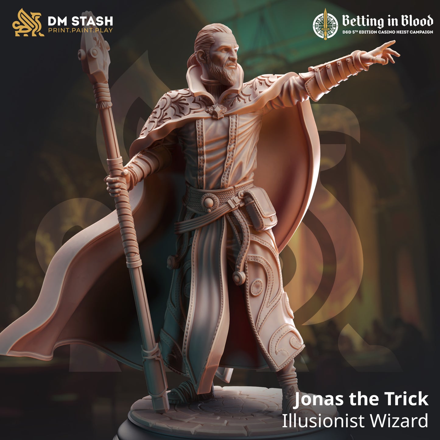 Arcane Sorcerer Human Spellcaster 32mm Scale - Illusionist Wizard by DM Stash