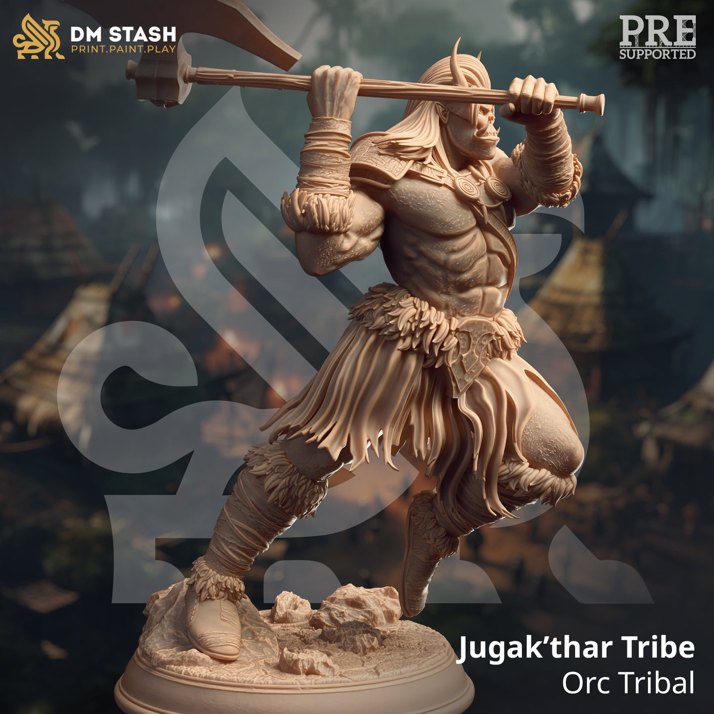 Orc Bandit Tribe Hunter Shaman Warrior Trio 32mm Scale - Orc Tribal Trio by DM Stash
