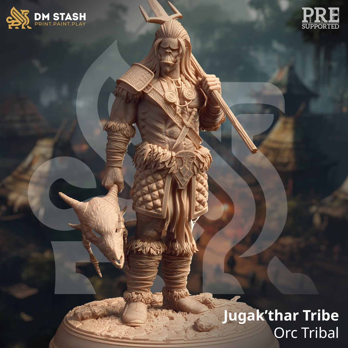 Orc Bandit Tribe Hunter Shaman Warrior Trio 32mm Scale - Orc Tribal Trio by DM Stash