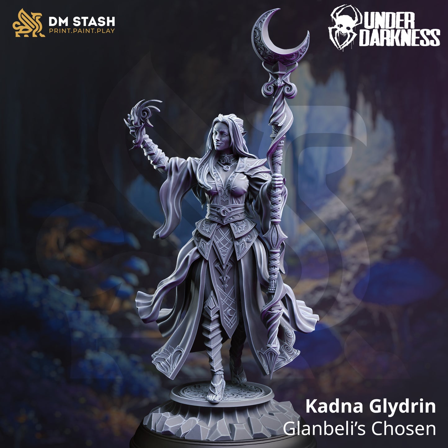 Elf Mage Female Spellcaster Genasi Staff 32mm Scale - Kadna Glydrin by DM Stash