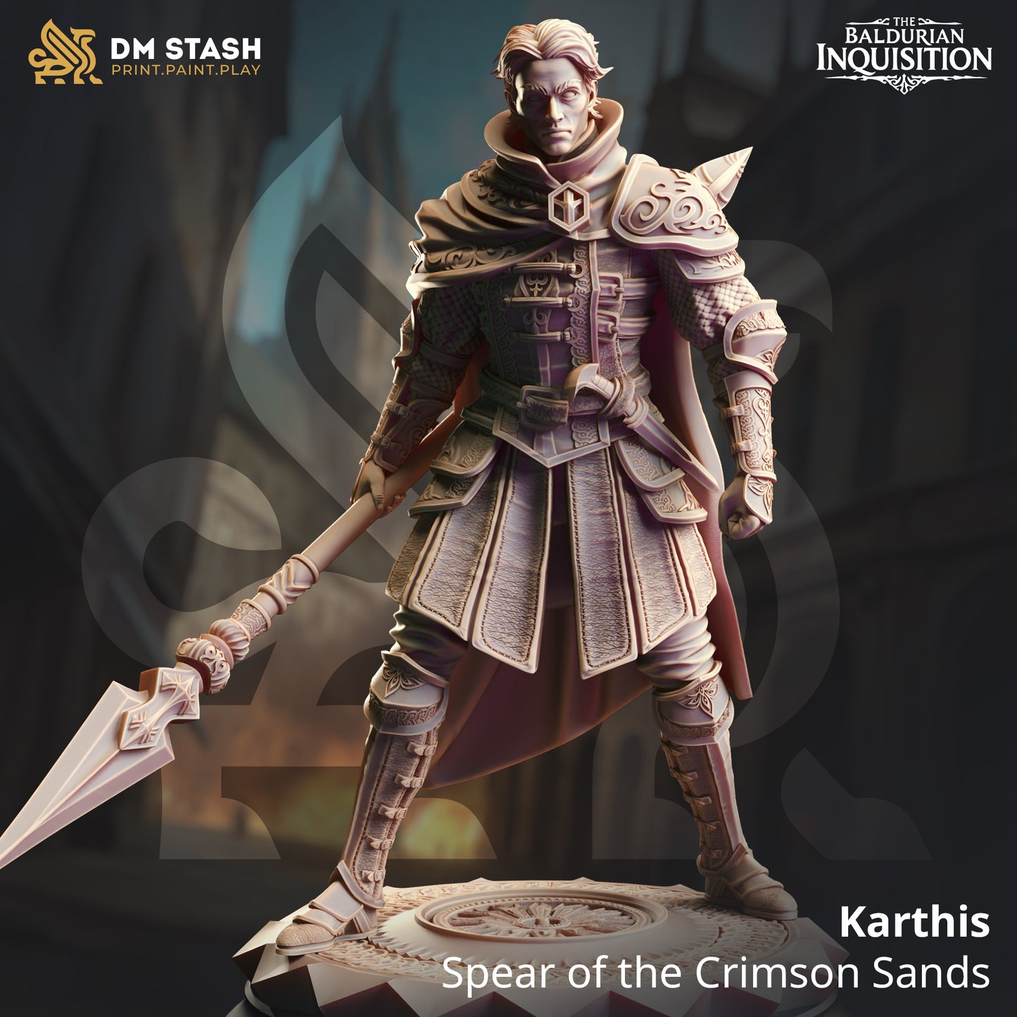 Polearm Fantasy Warrior Fighter 32mm Scale - Human Spear Master by DM Stash