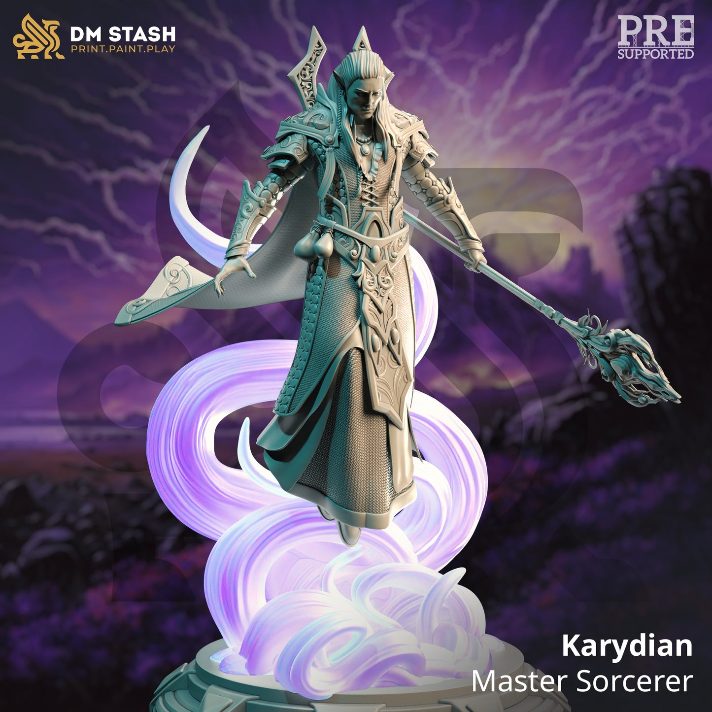 Elven Mage Wizard Spellcaster Air Genasi 32mm Scale - High Elf Master Sorcerer by DM Stash