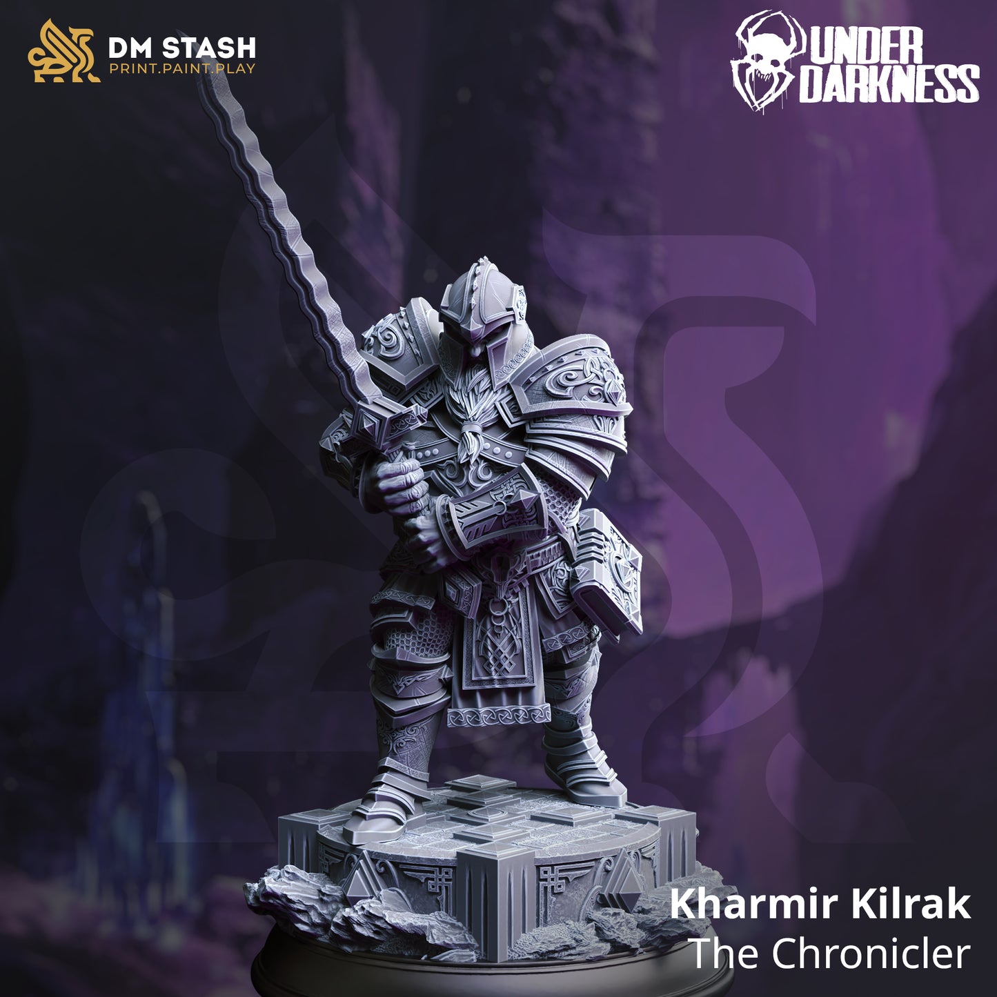 Dwarf Warrior Greatsword Fighter Paladin 32mm Scale - The Chronicler by DM Stash