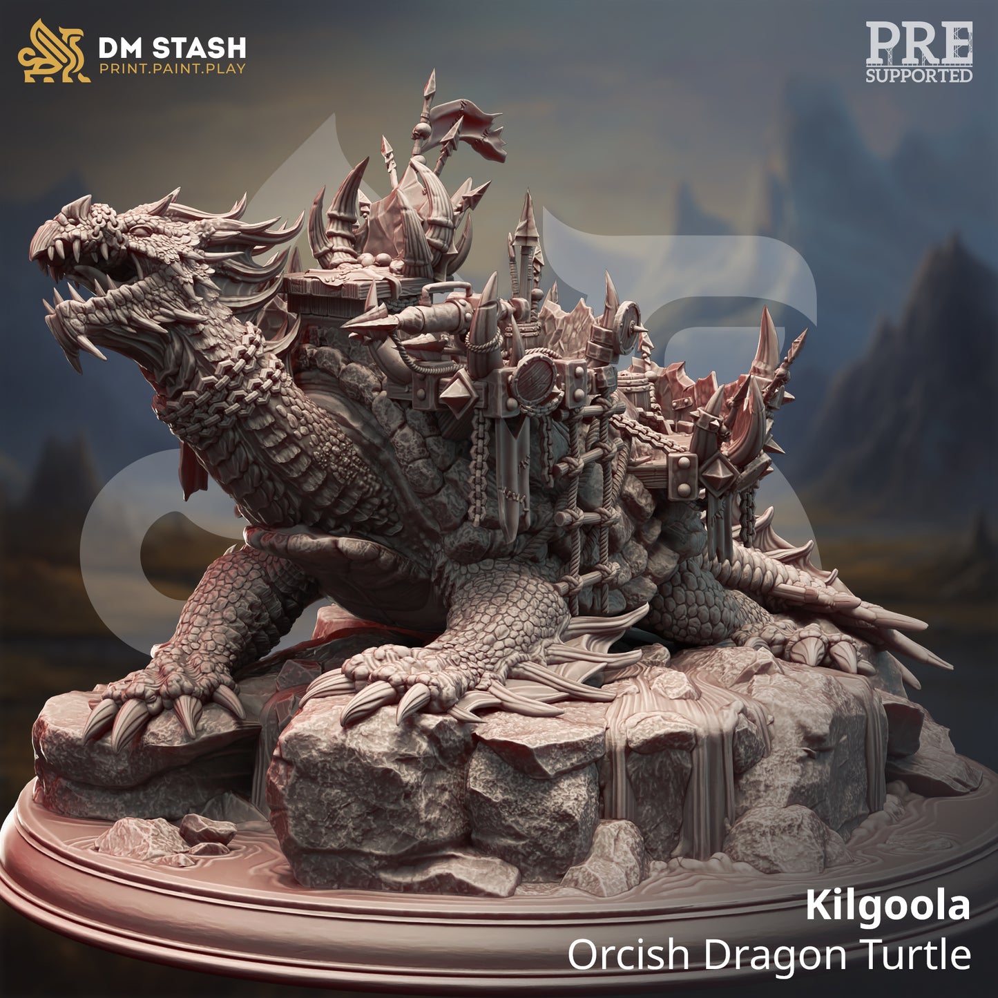 Gargantuan Warbeast Draconic Mount Huge 32mm Scale - Orcish Dragon Turtle by DM Stash