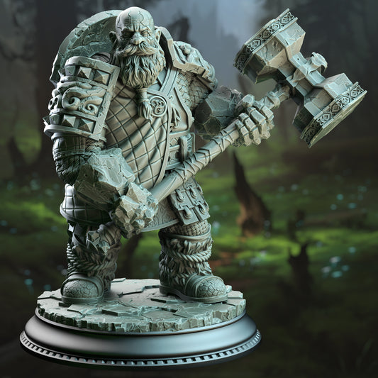 Rock Dwarf Hammer Warrior Elemental - Earth Genasi Dwarf Cleric by DM Stash