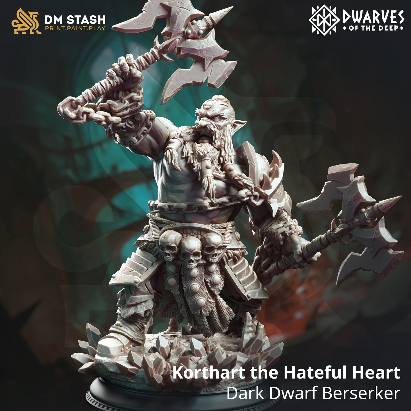 Dwarven Dual Wield Axe Villain Duergar - Dark Dwarf Berserker Barbarian by DM Stash