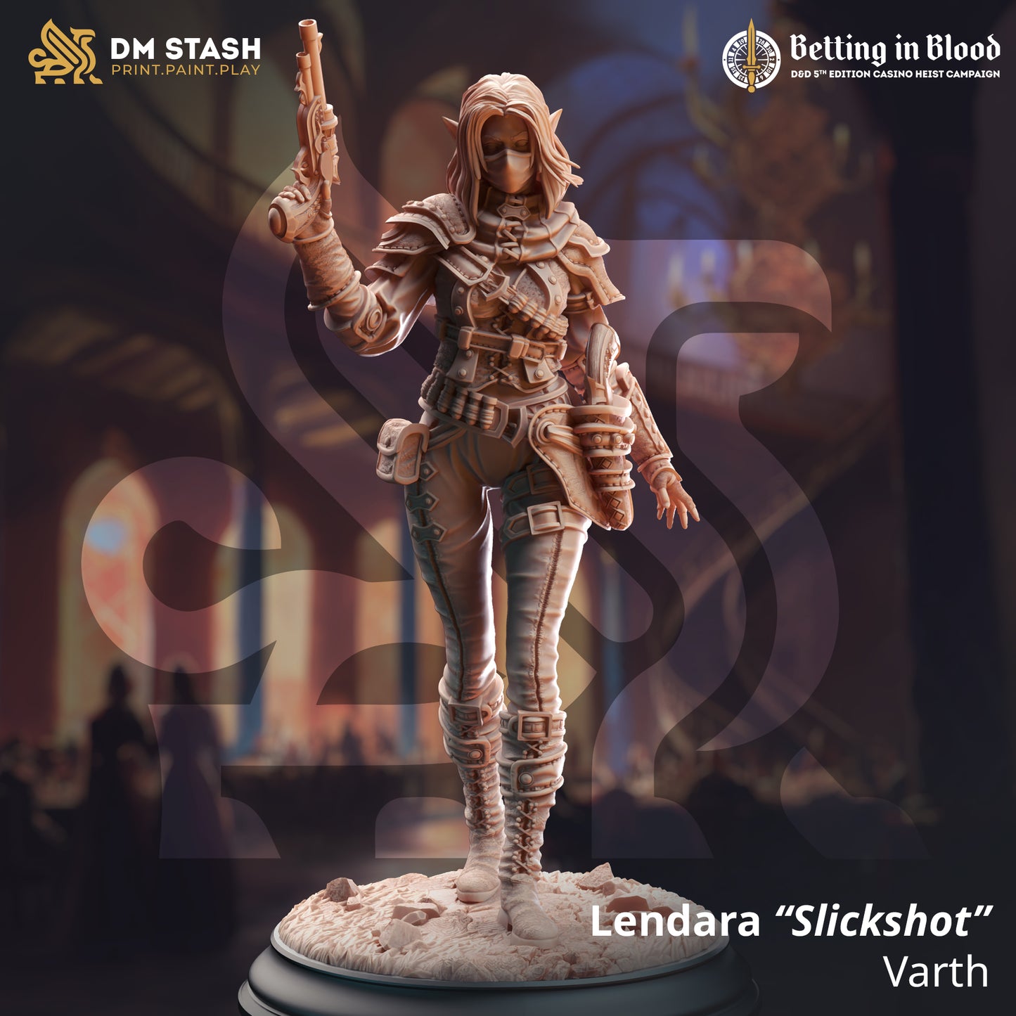 Elf Assassin Gunslinger Pirate 32mm Scale - Drow Gunslinger by DM Stash