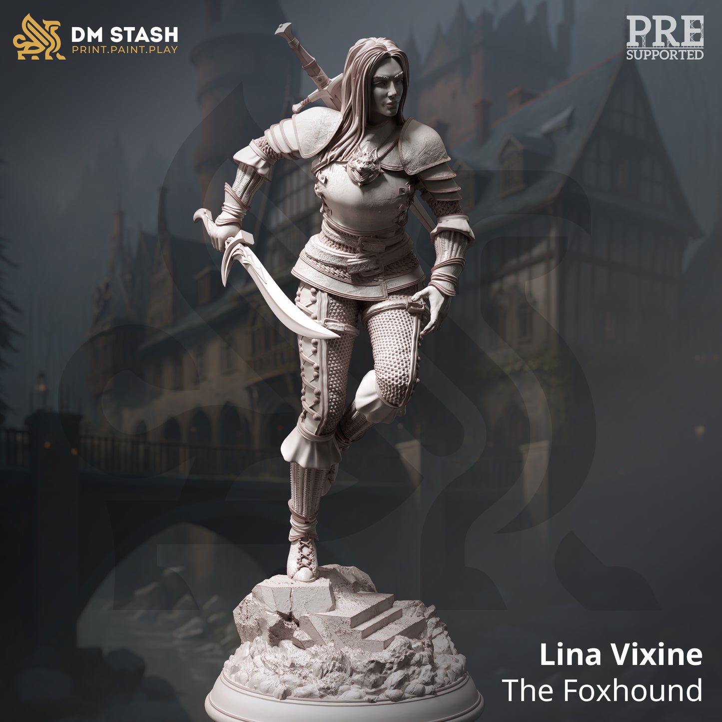 Rogue Female Monster Slayer Warrior Miniature 32mm Scale - Young Master Bloodhunter by DM Stash