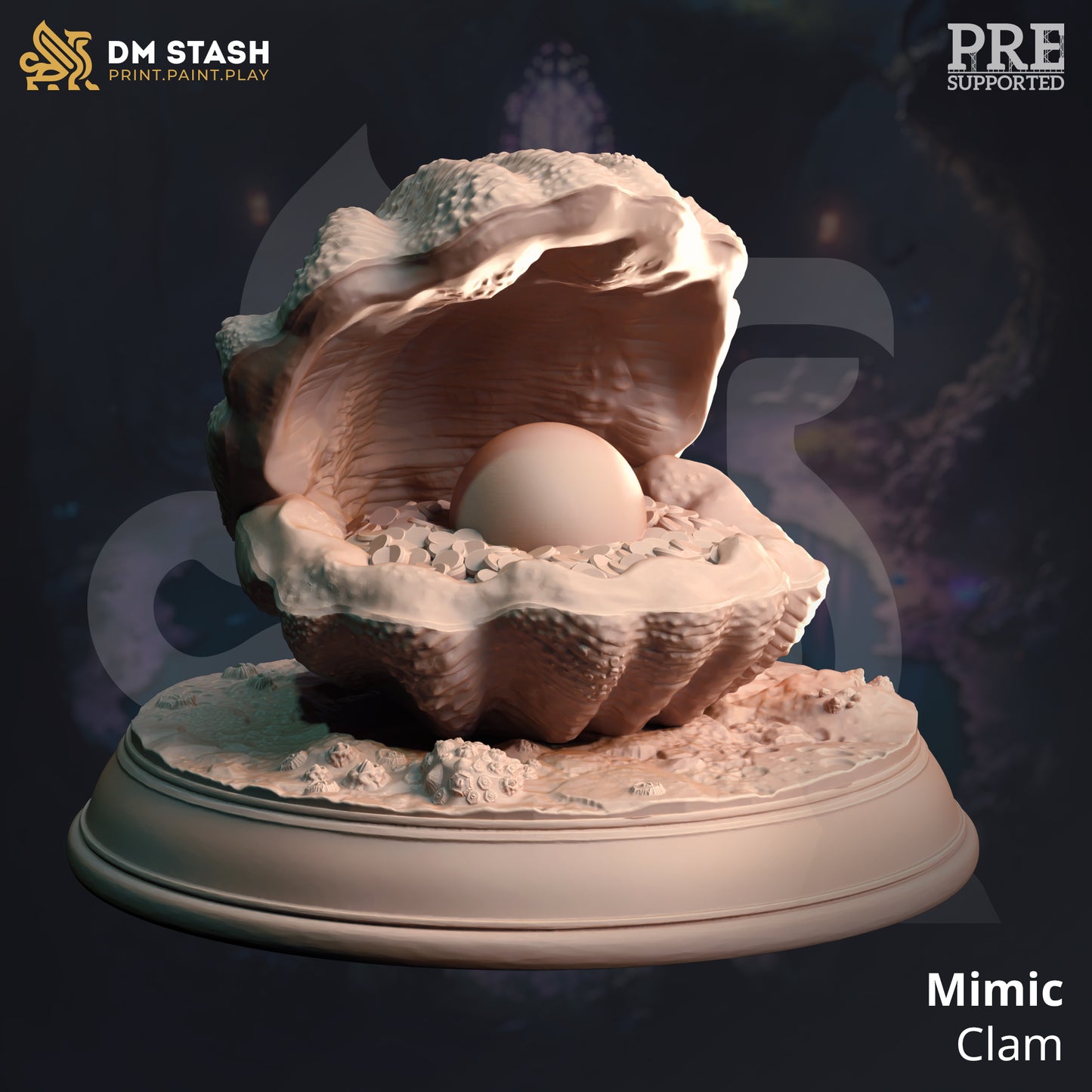 Mimic Shapeshifting Sea Monster Miniature 2 Forms 32mm Scale - Clam Mimic by DM Stash