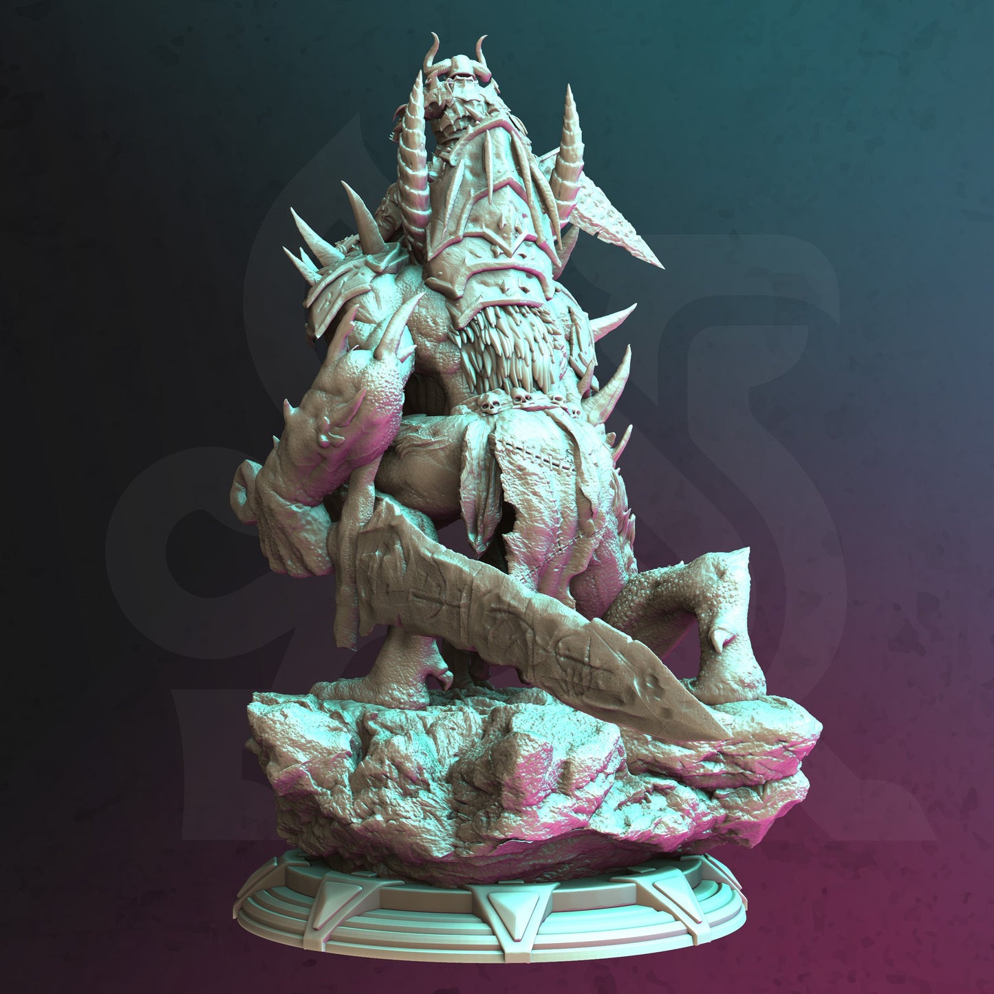 Dire Werewolf Rider Warrior Villain Miniature 32mm Scale - Werewolf Rider by DM Stash