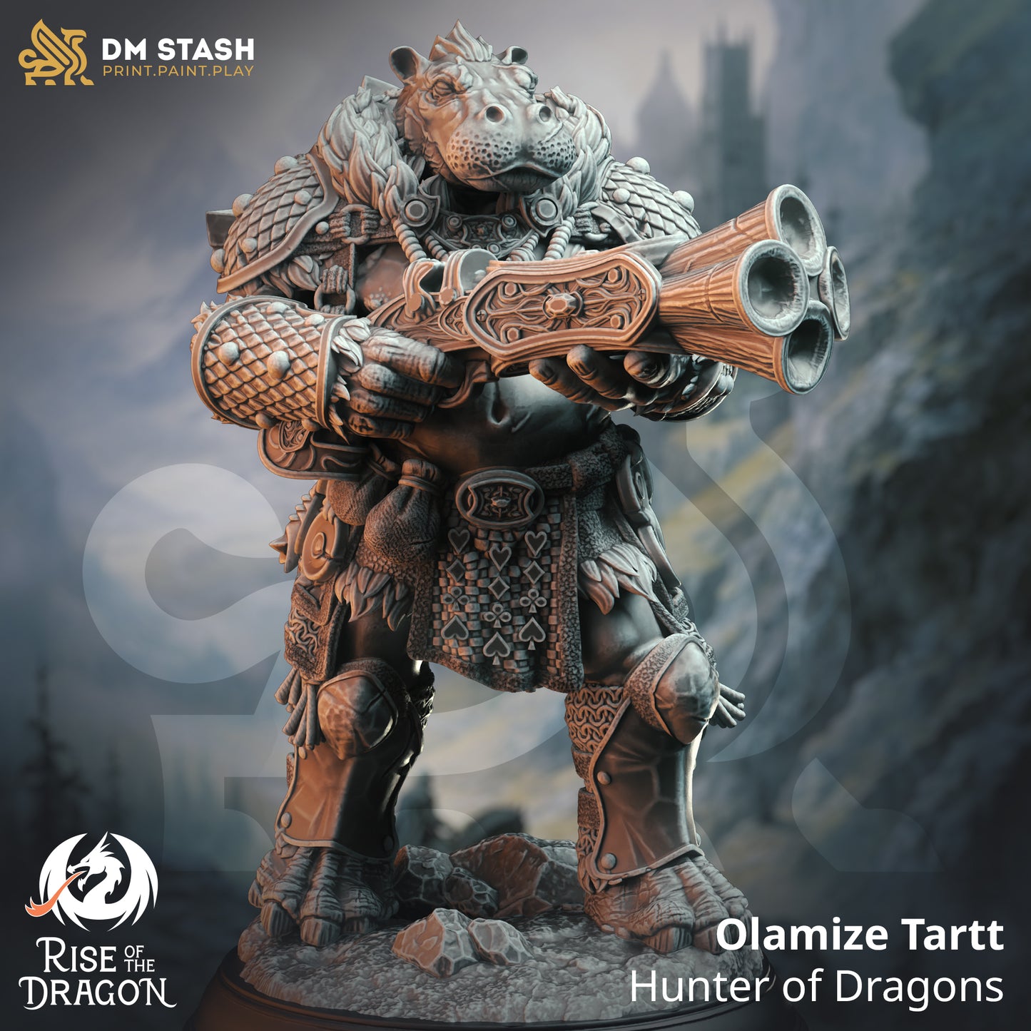Hippofolk Barbarian Axe Blunderbuss Warrior 32mm Scale - Giff Dragon Hunter by DM Stash