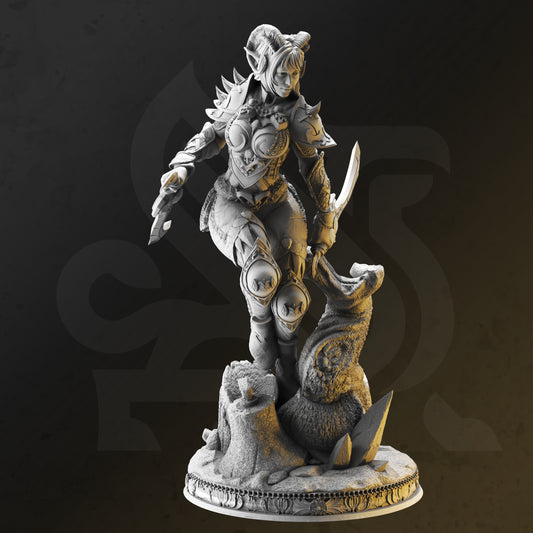 Tiefling Rogue Female Dagger Adventurer  Miniature 32mm Scale - Orlena by DM Stash