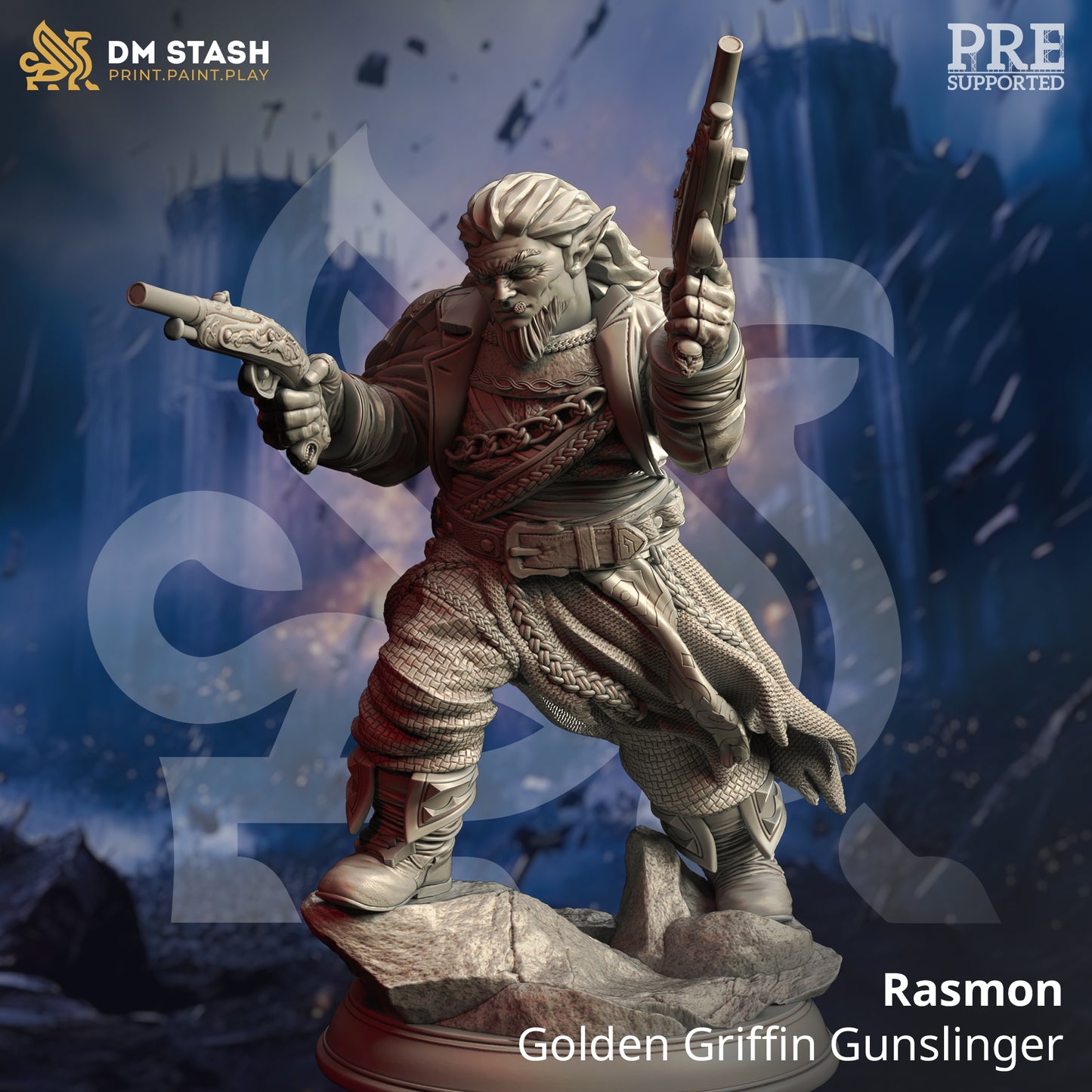 Gnome Rogue Ranger Dual Pistols Miniature 32mm Scale - Halfling Gunslinger by DM Stash