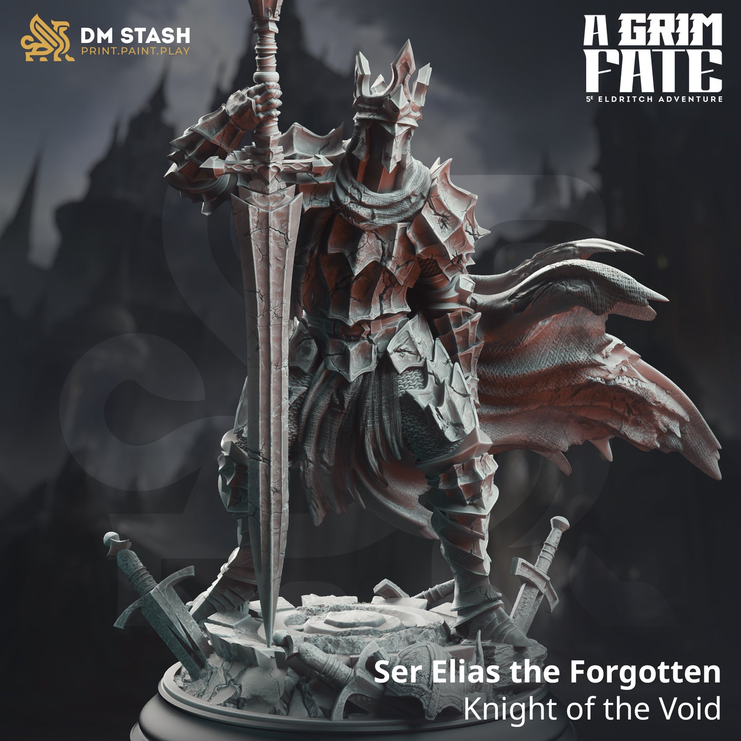 Eldrich Fallen Warrior Crown Lich Villain NPC 32mm Scale - Knight of the Void by DM Stash