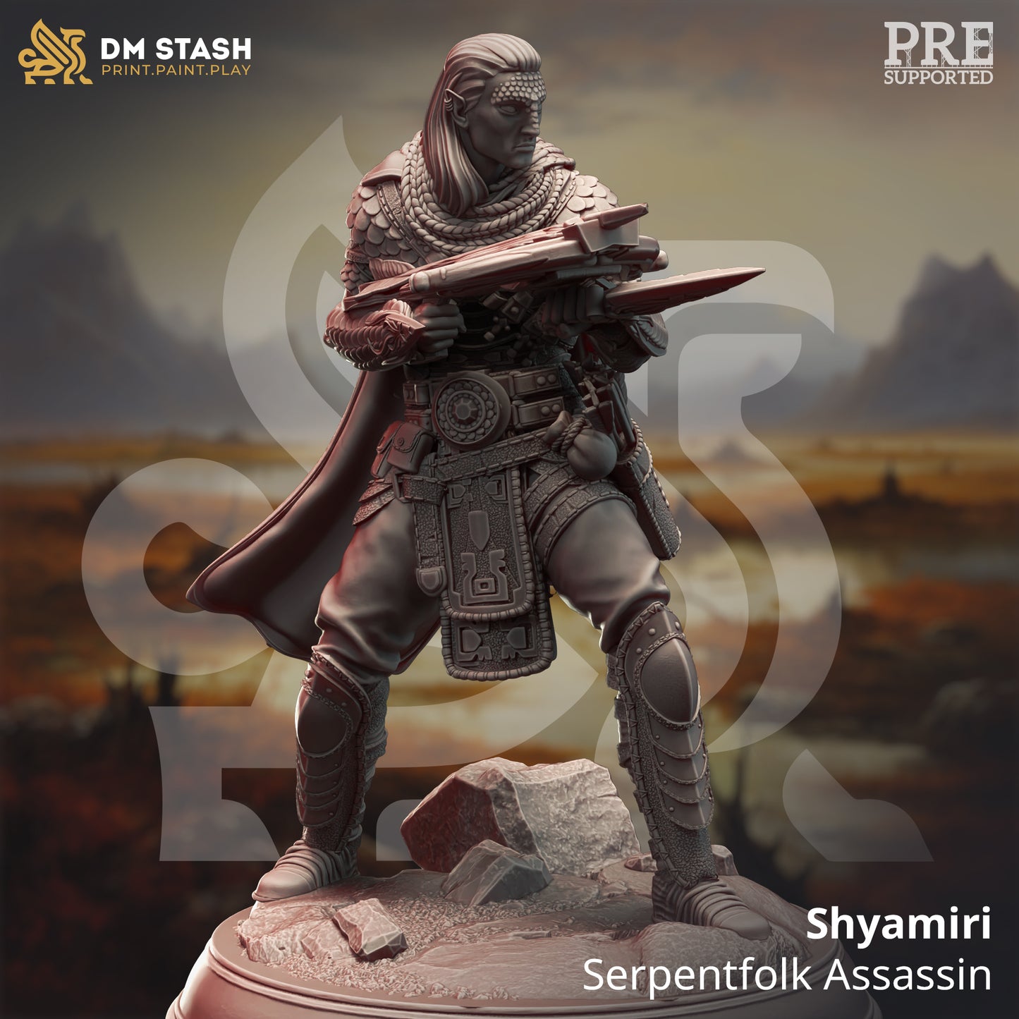 Serpentfolk Drow Crossbow Rogue Miniature 32mm Scale - Rogue Assassin by DM Stash