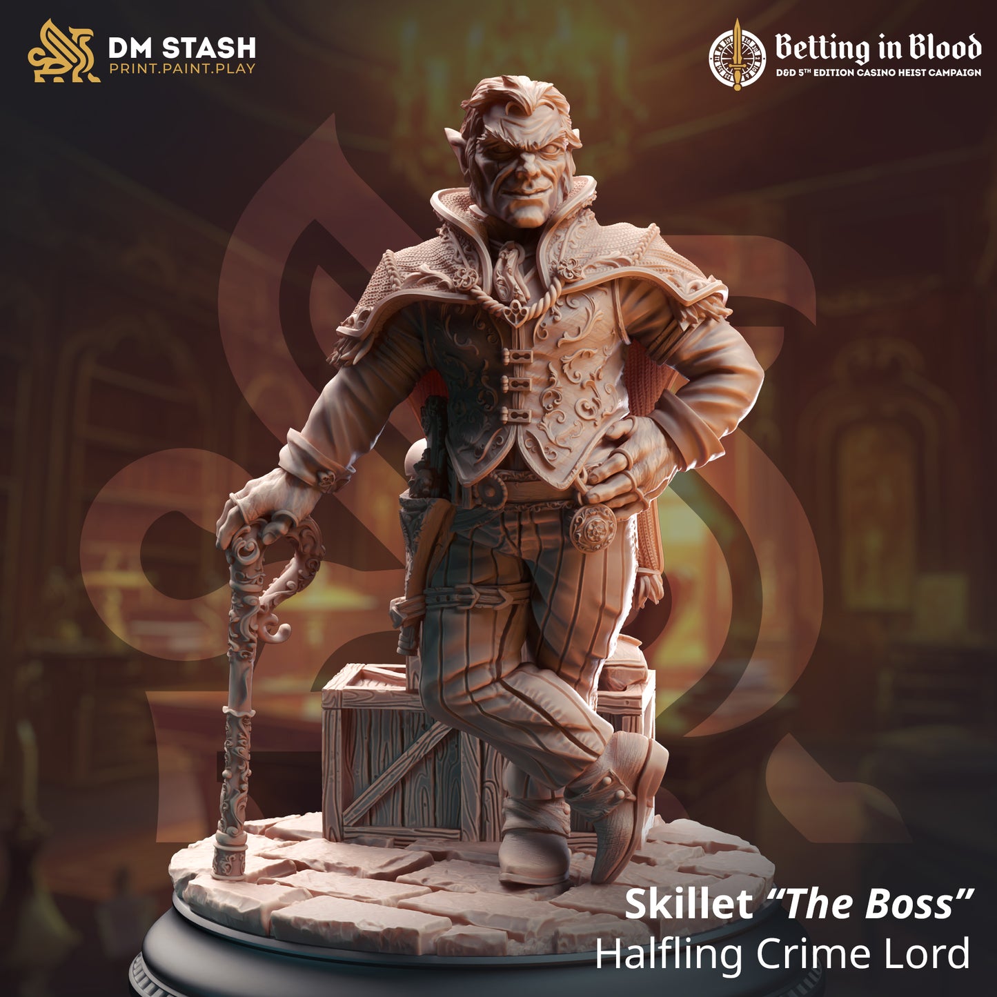 Gnome Bandit Rogue Gunslinger Villain 32mm Scale - Halfling Crime Lord by DM Stash