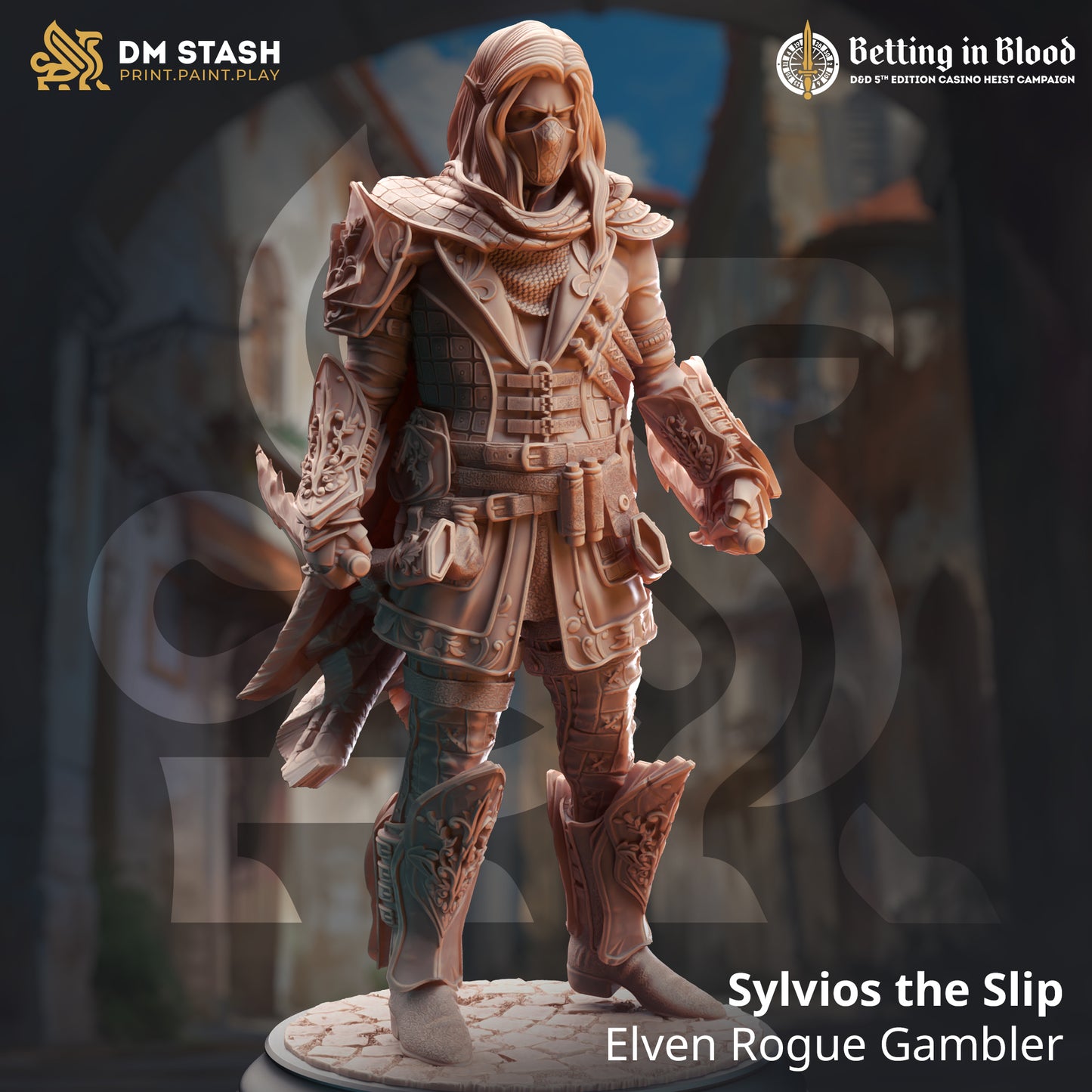 Elven Assassin Bandit Knife Fighter 32mm Scale -  Elf Rogue Thief by DM Stash