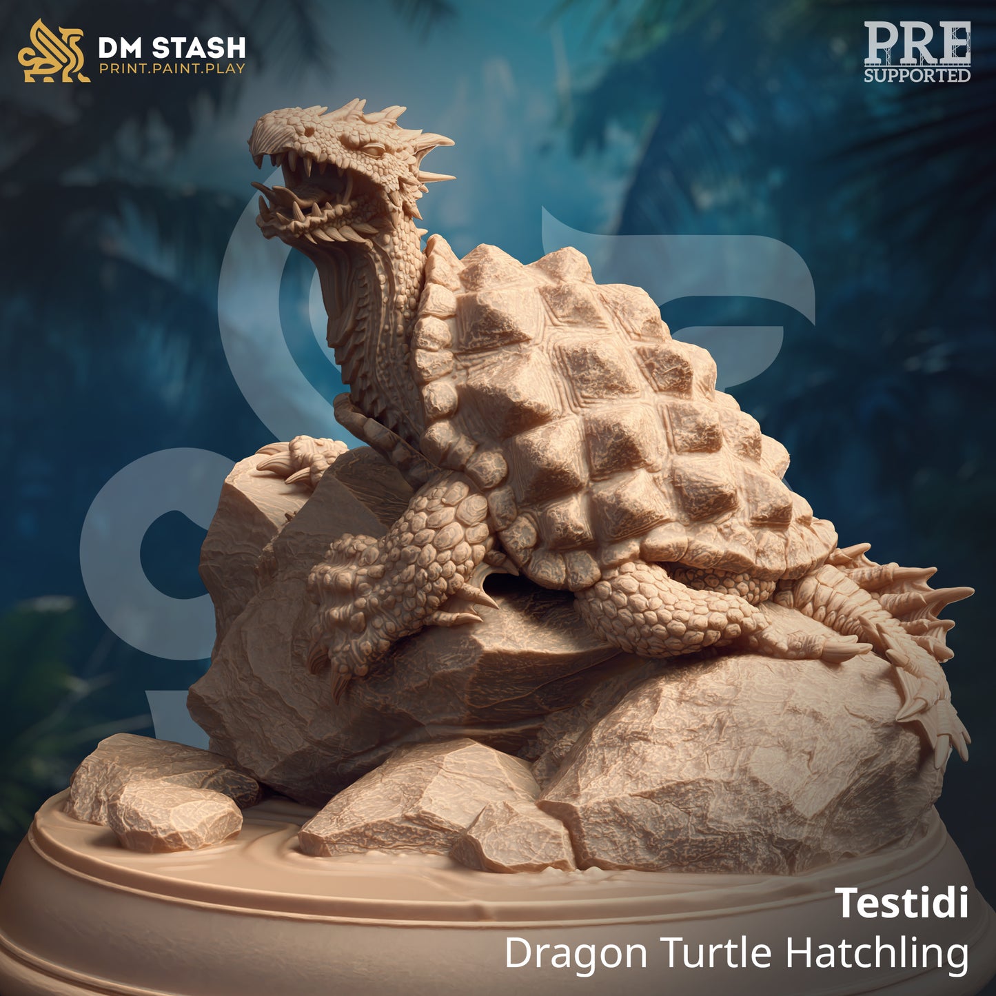Baby Draconic Turtle Monster 32mm Scale - Dragon Turtle Hatchling by DM Stash