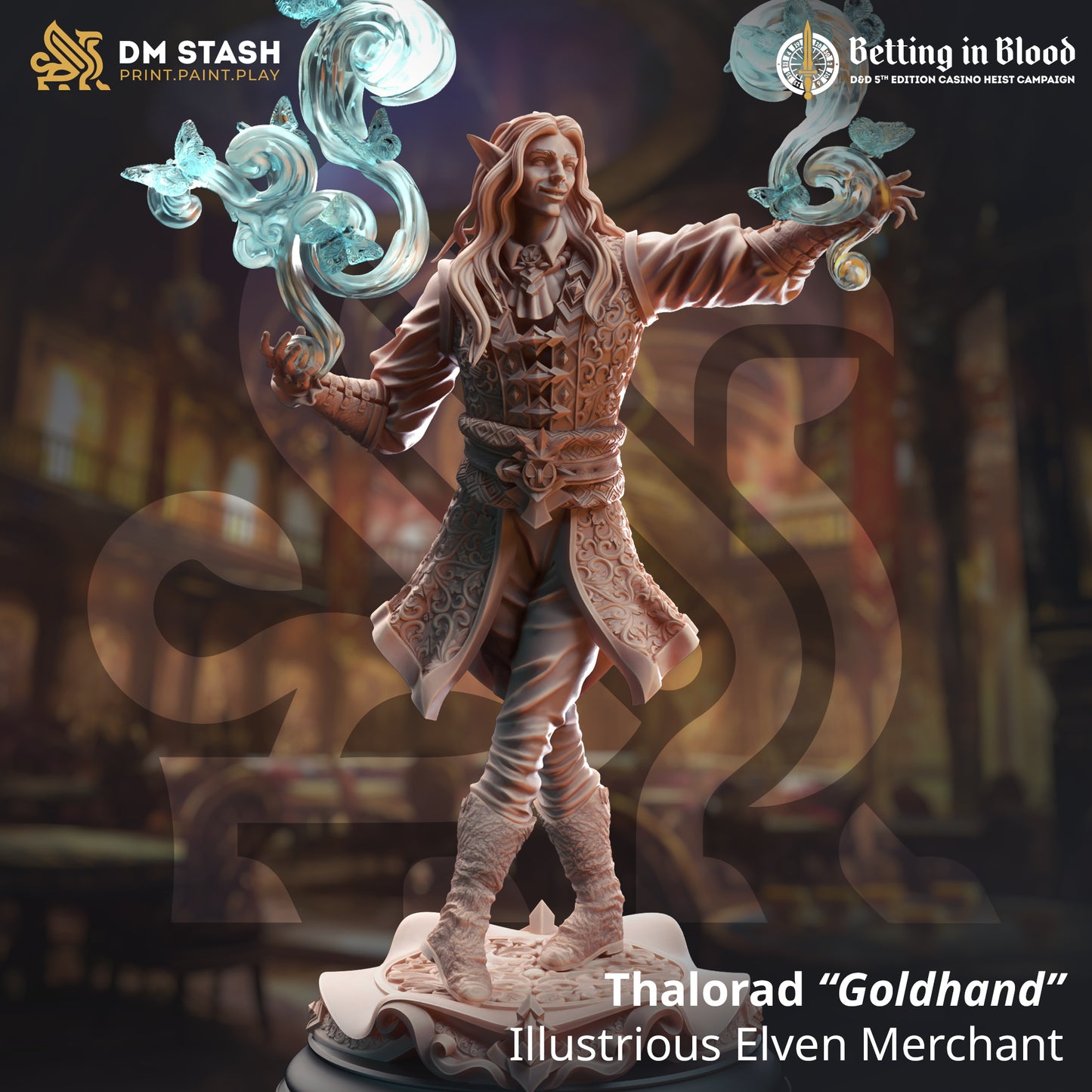Elf Spellcaster Warlock Magician 32mm Scale - Elven Enchanting Sorcerer by DM Stash