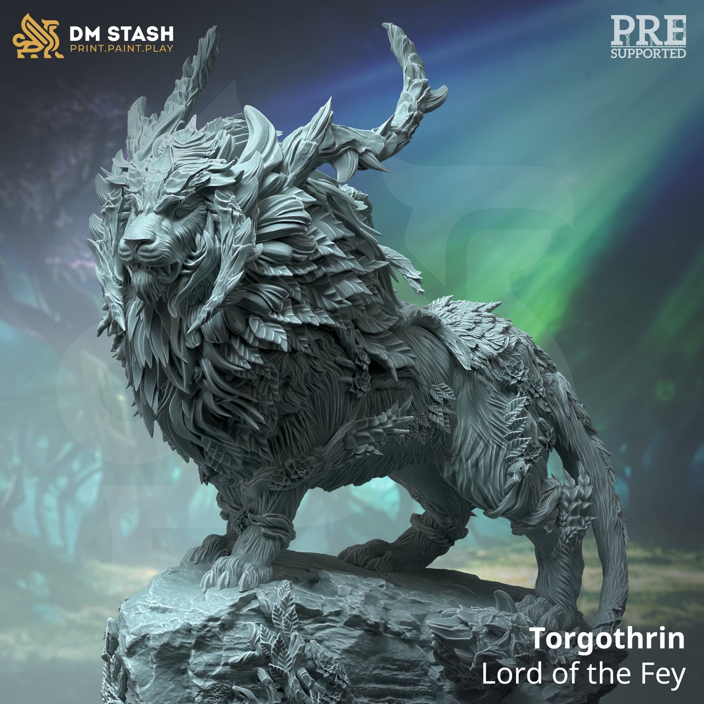 Mythical Lion Beast Monster Guardian NPC 32mm Scale - Lordly Fey Spirit by DM Stash