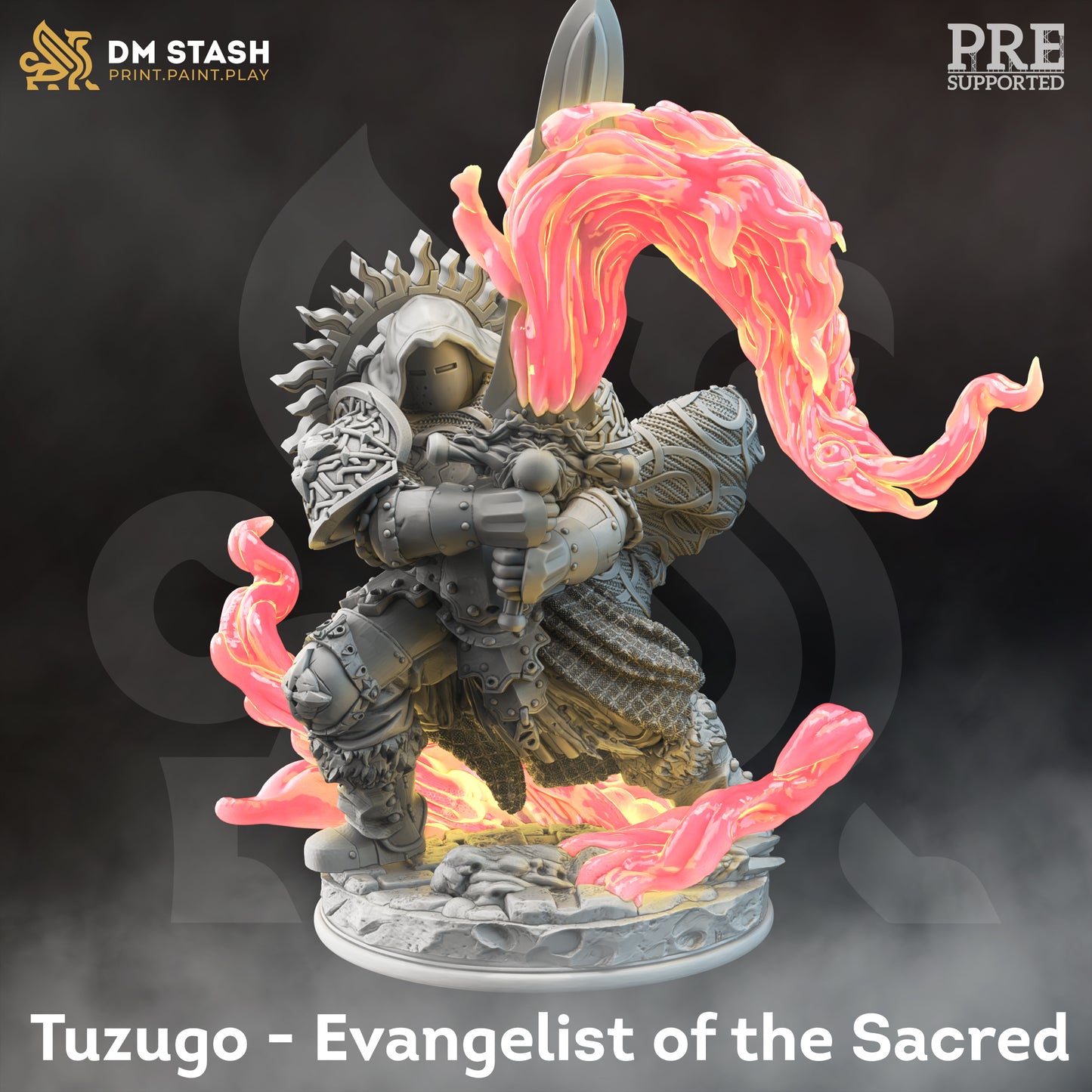 Flamesword Warlock Eldritch Knight Warrior 32mm Scale - Paladin Crusader of the Flame by DM Stash