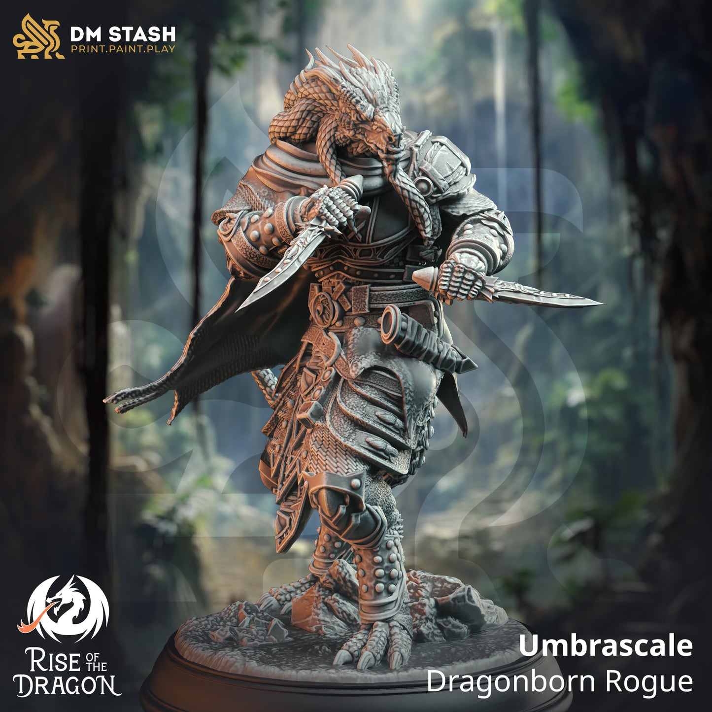 Draconic Lizardfolk Warrior Daggers 32mm Scale - Dragonborn Assassin Rogue by DM Stash