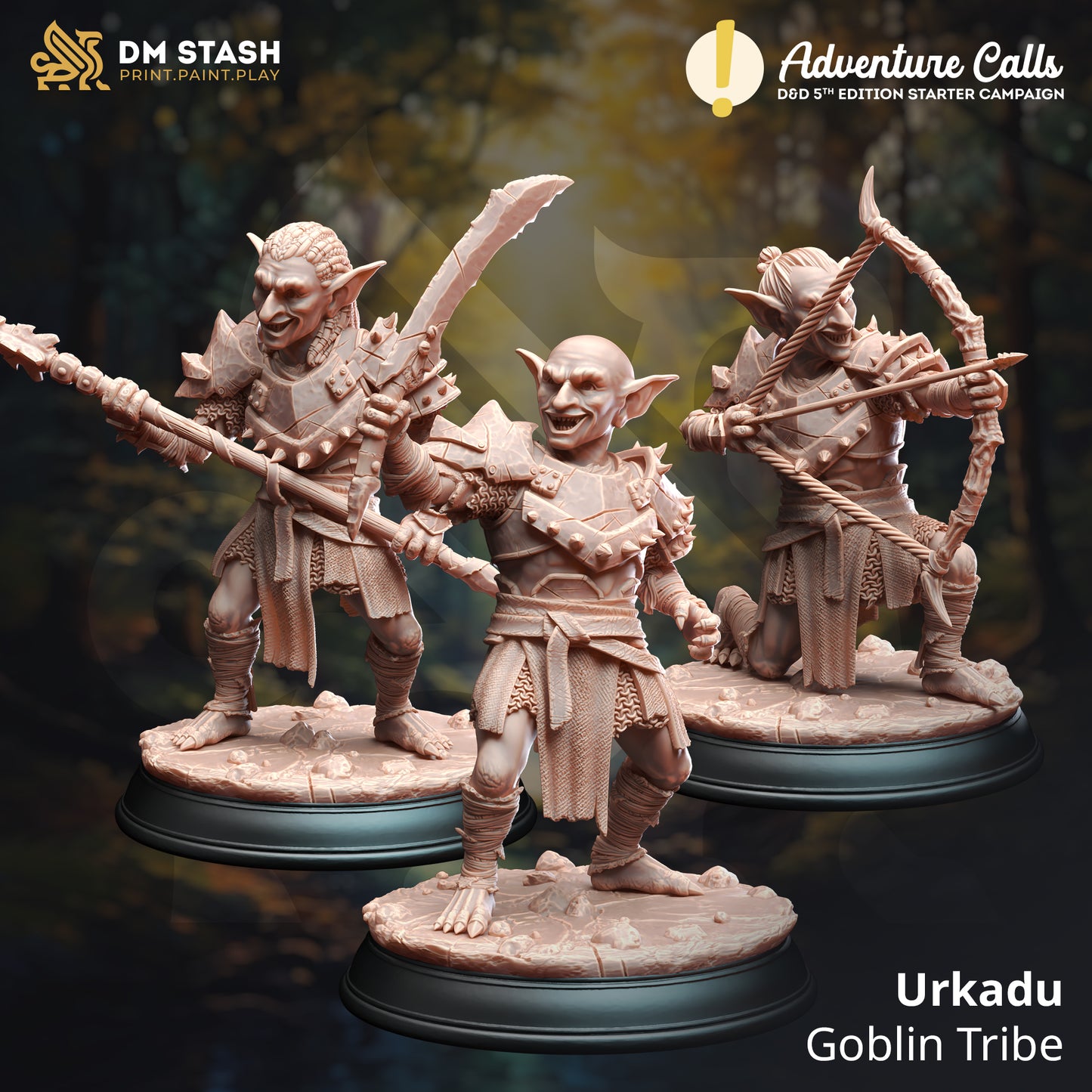 Goblin Horde Fiend Imp Bandits Spear Sword Bow Trio 32mm Scale - Goblin Tribe by DM Stash
