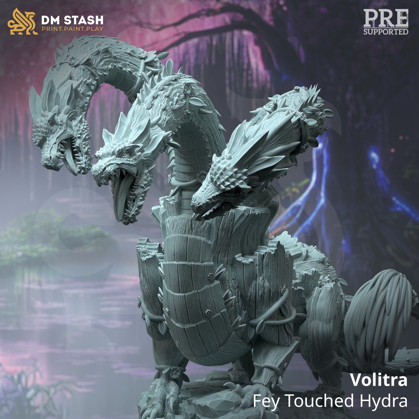 Hydra Dragon Gargantuan Boss Monster Villain 32mm Scale - Fey Touched Hydra by DM Stash