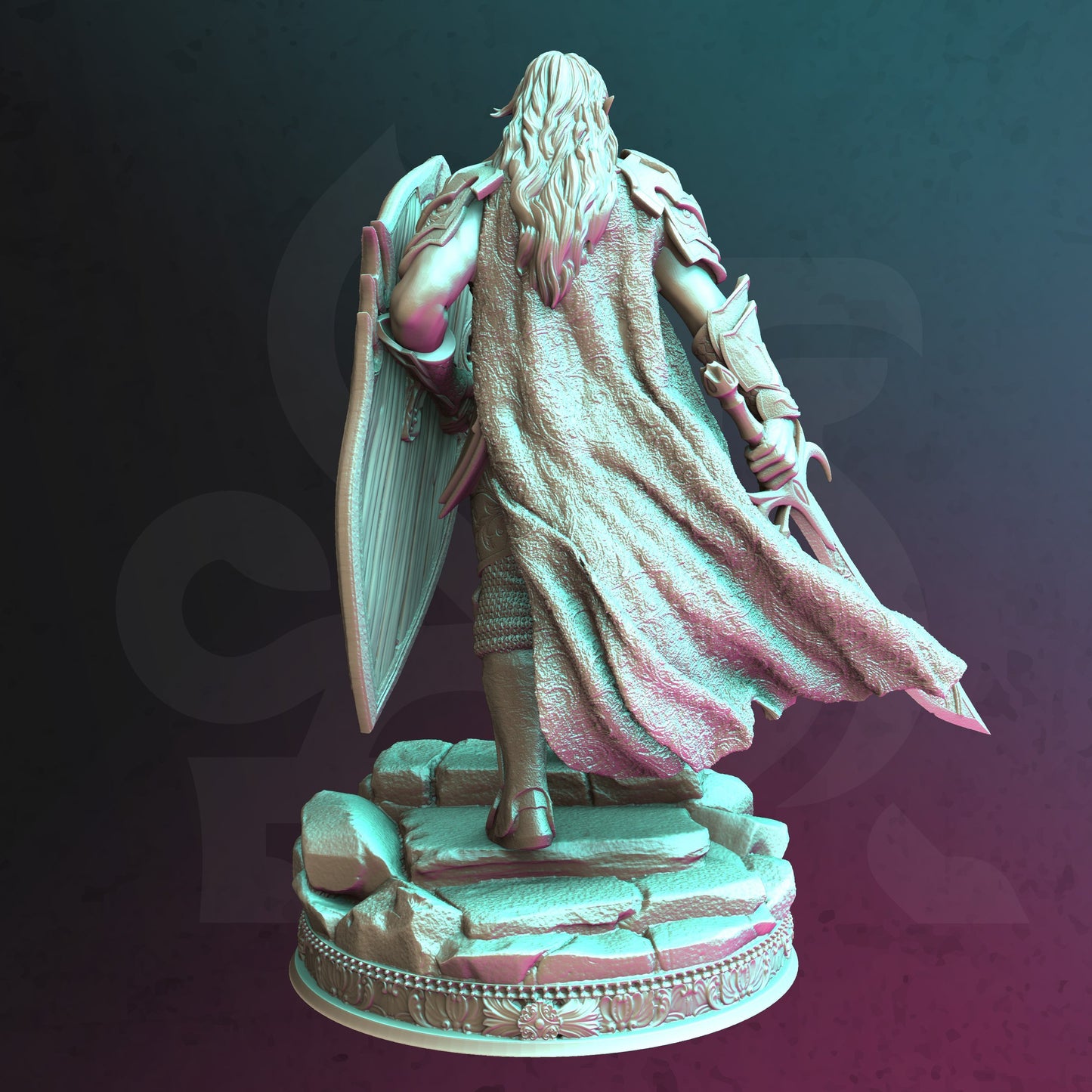 Elf Warrior Armored Drow Knight 32mm Scale - Elven Paladin by DM Stash