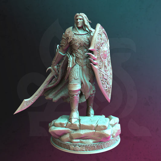 Elf Warrior Armored Drow Knight 32mm Scale - Elven Paladin by DM Stash