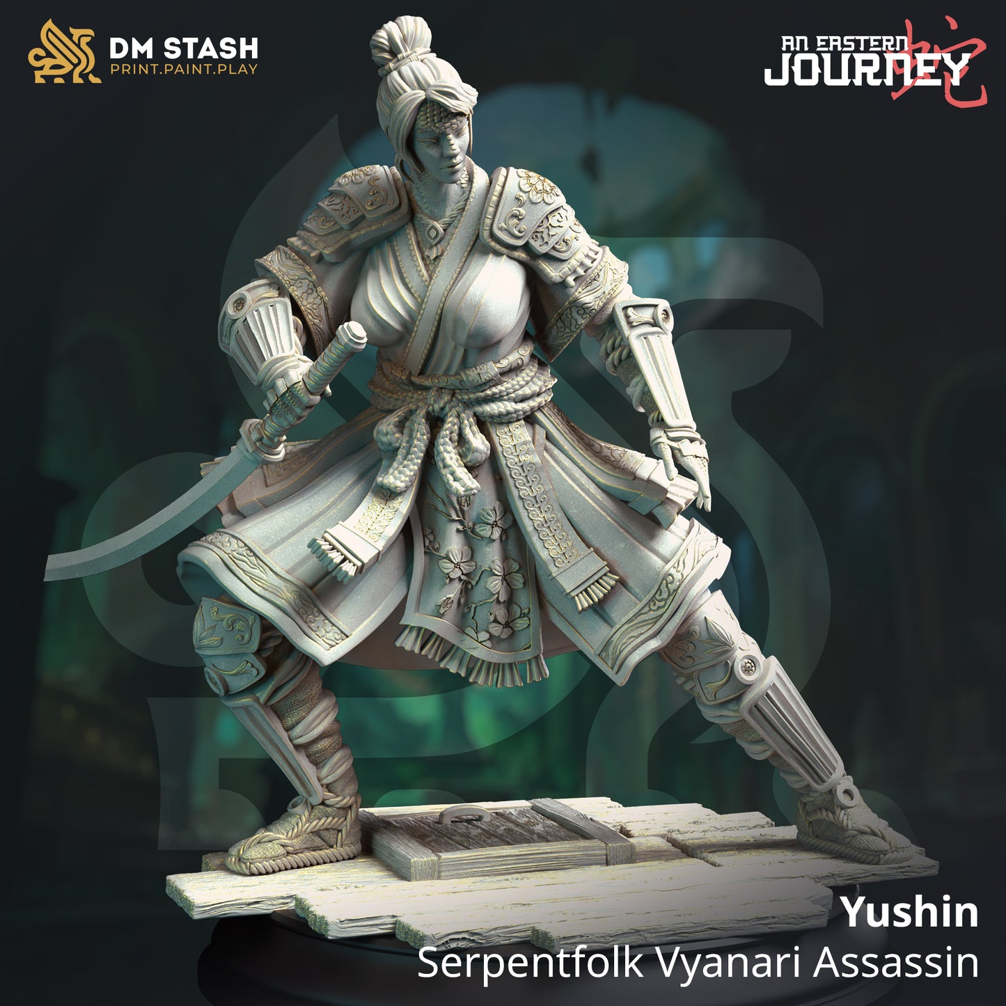 Samurai Serpentfolk Female Katana Warrior 32mm Scale - Eastern Assassin by DM Stash