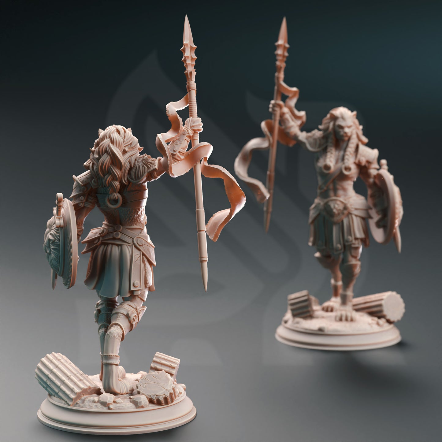 Lion Tabaxi Female Barbarian Warrior Miniature 32mm Scale - Lioness Gladiator by DM Stash