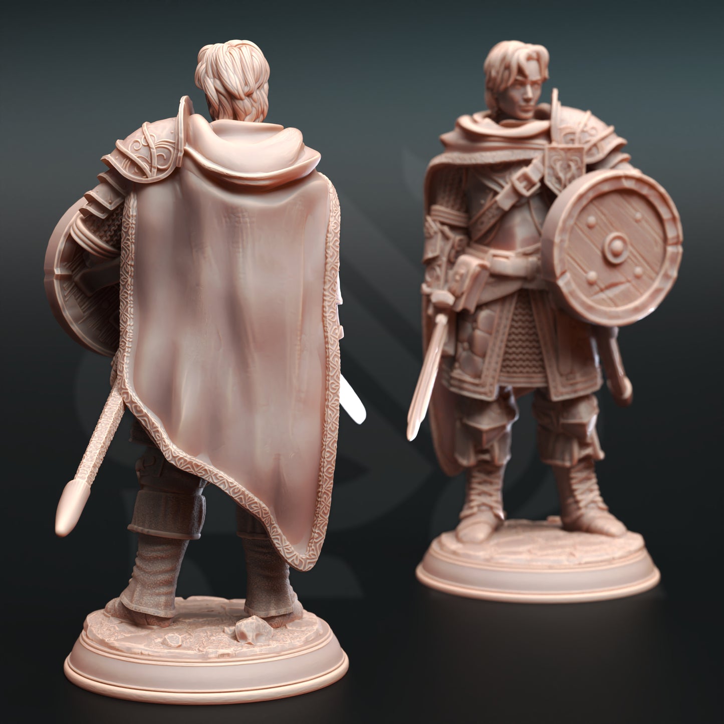 Squire Sword Shield Warrior Knight 32mm Scale - Human Fighter by DM Stash