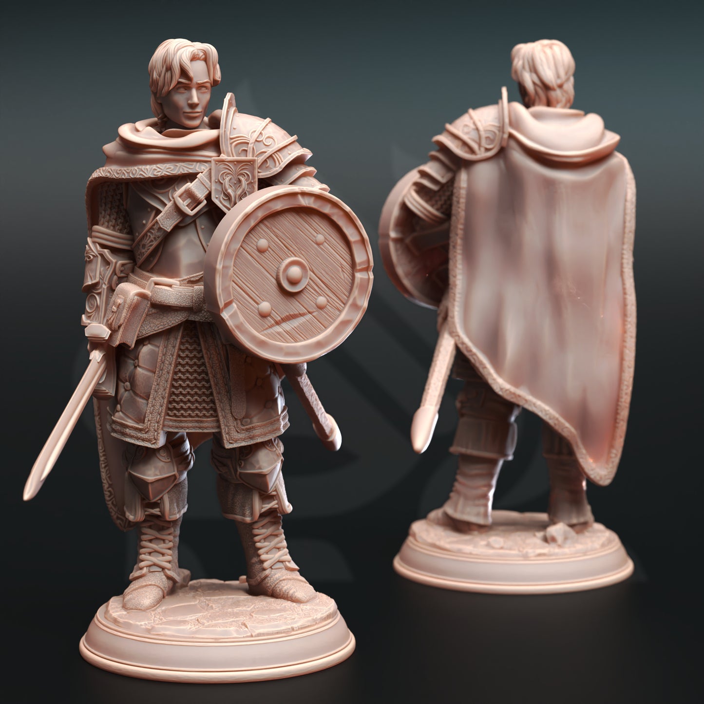 Squire Sword Shield Warrior Knight 32mm Scale - Human Fighter by DM Stash