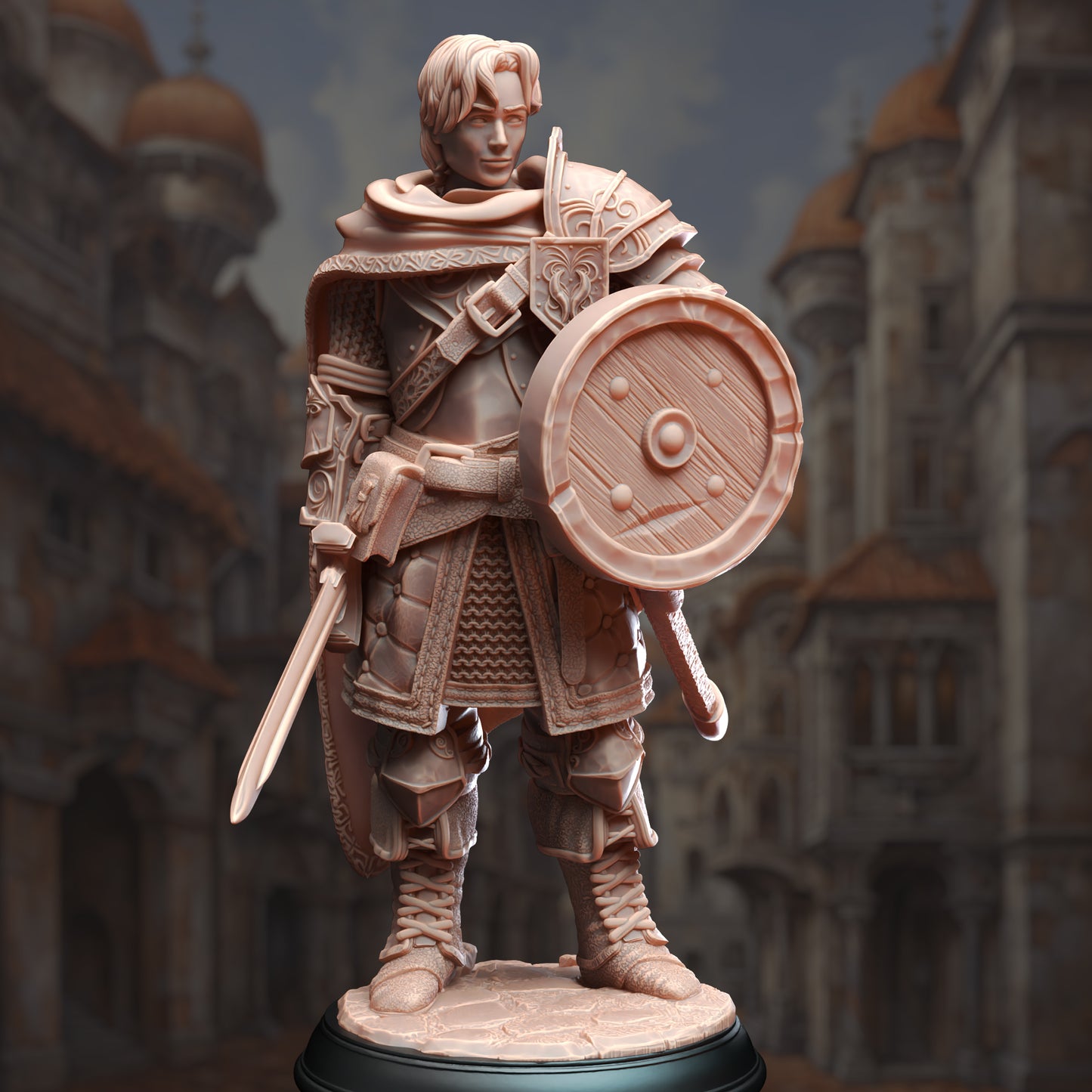 Squire Sword Shield Warrior Knight 32mm Scale - Human Fighter by DM Stash