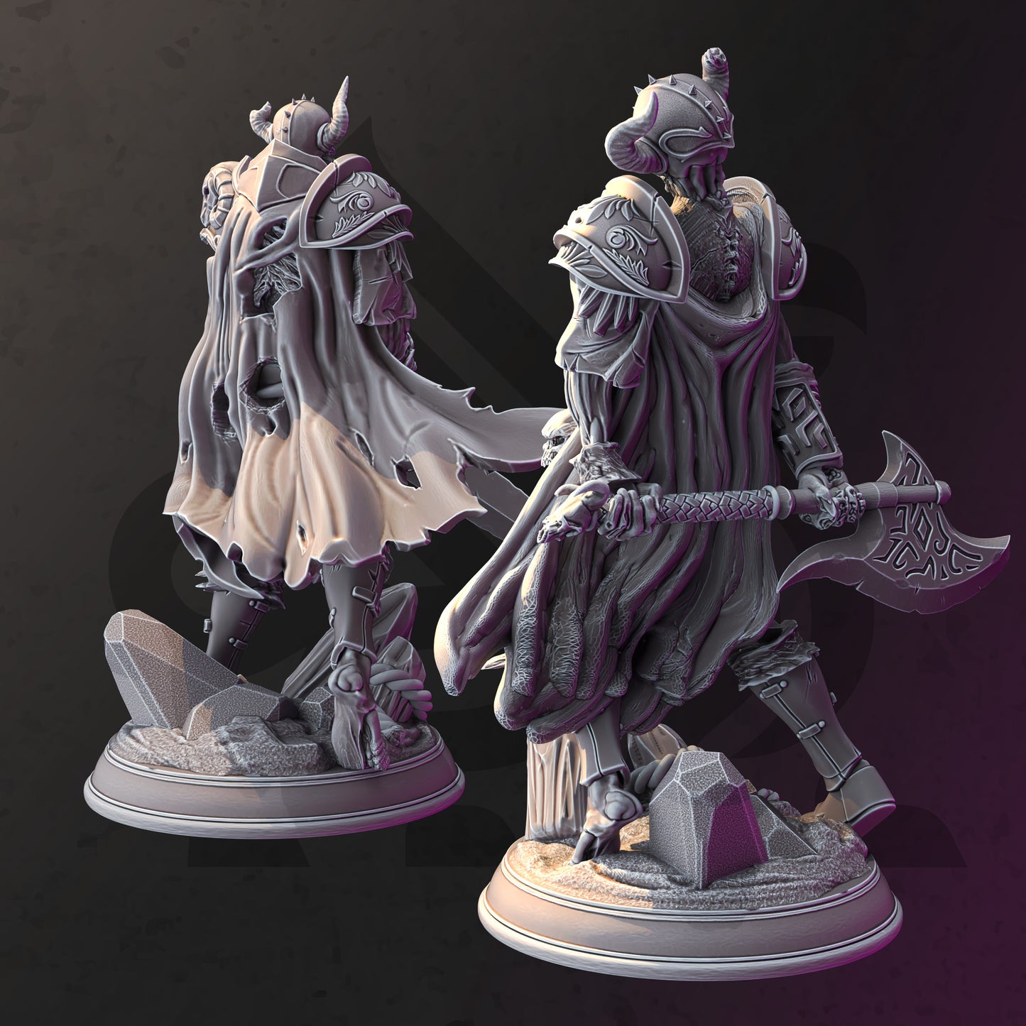 Nordic Skeletal Minion Death Knight Villain 32mm Scale - Draugr Undead Warriors by DM Stash
