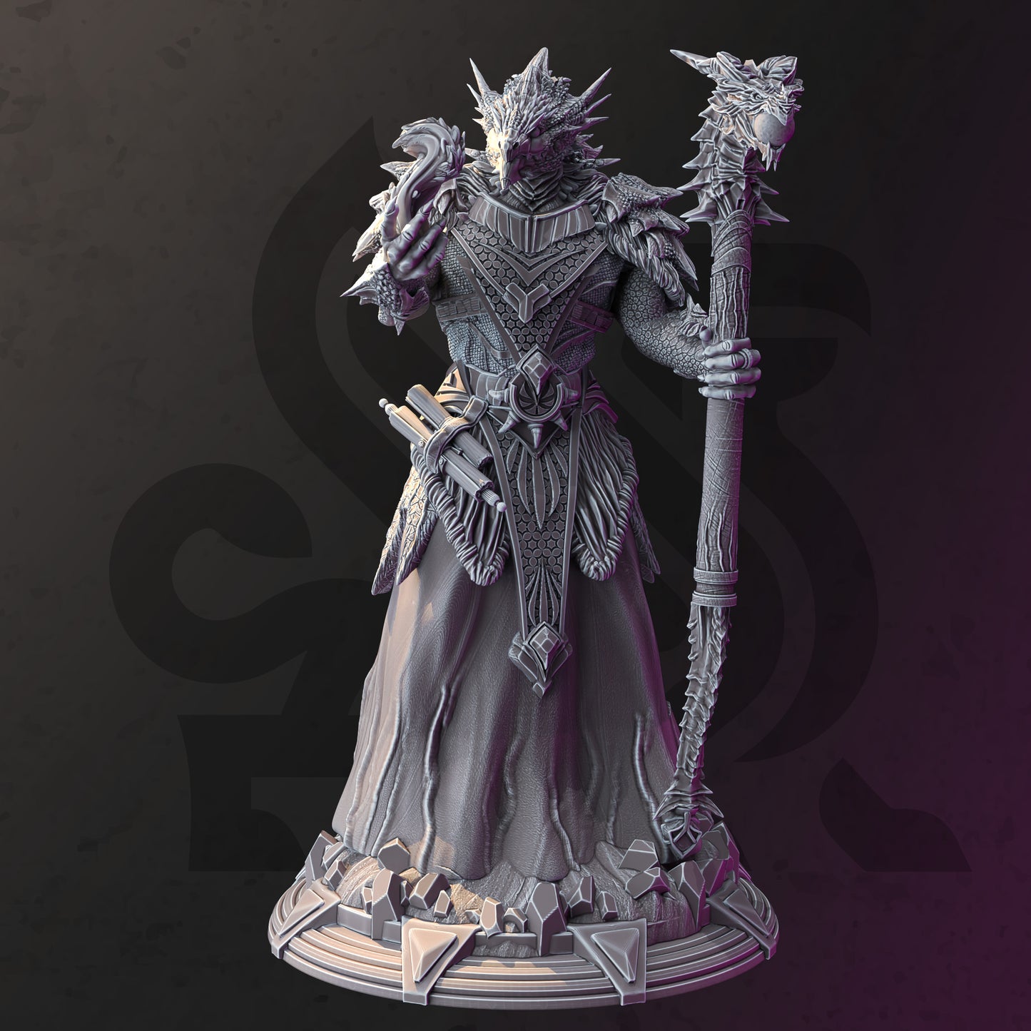 Draconic Wizard Dragon Staff Necromancer Mage 32mm Scale - Dragonborn Wild Sorcerer by DM Stash