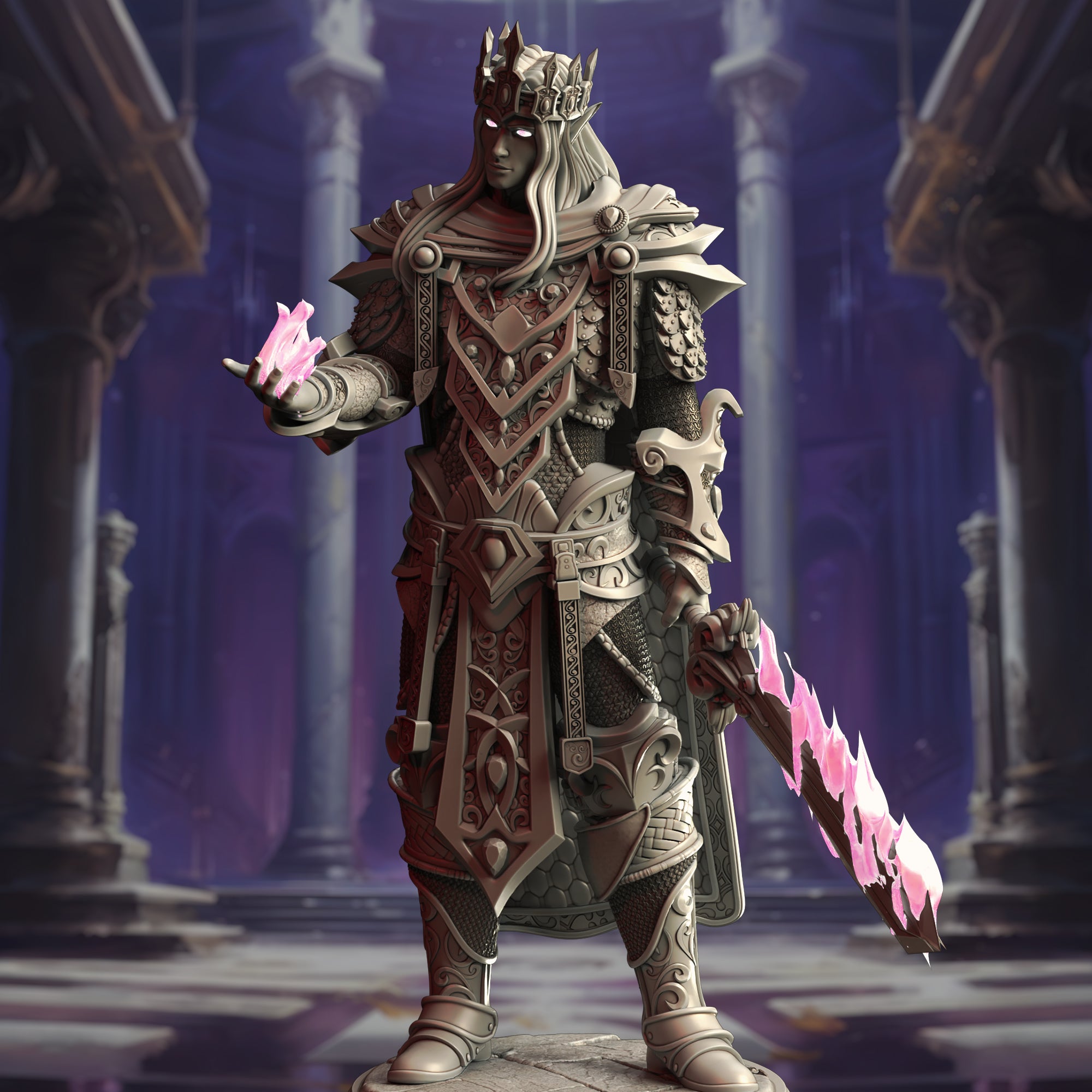 Crowned Elf Spellsword Knight Paladin Warrior 32mm Scale - High Elven ...