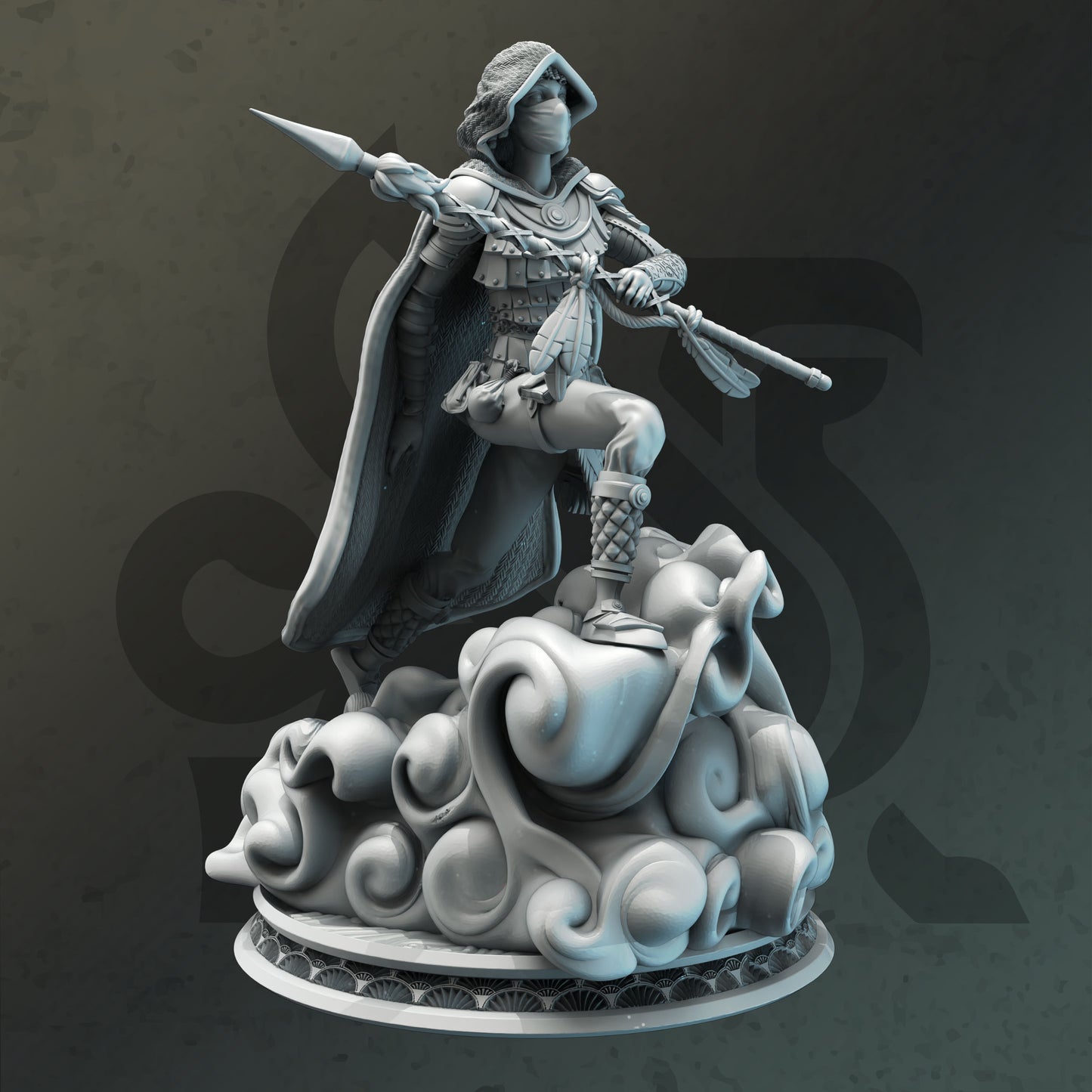 Mongolian Female Warrior Spellcaster Assassin 32mm Scale - Air Genasi Rogue Monk by DM Stash