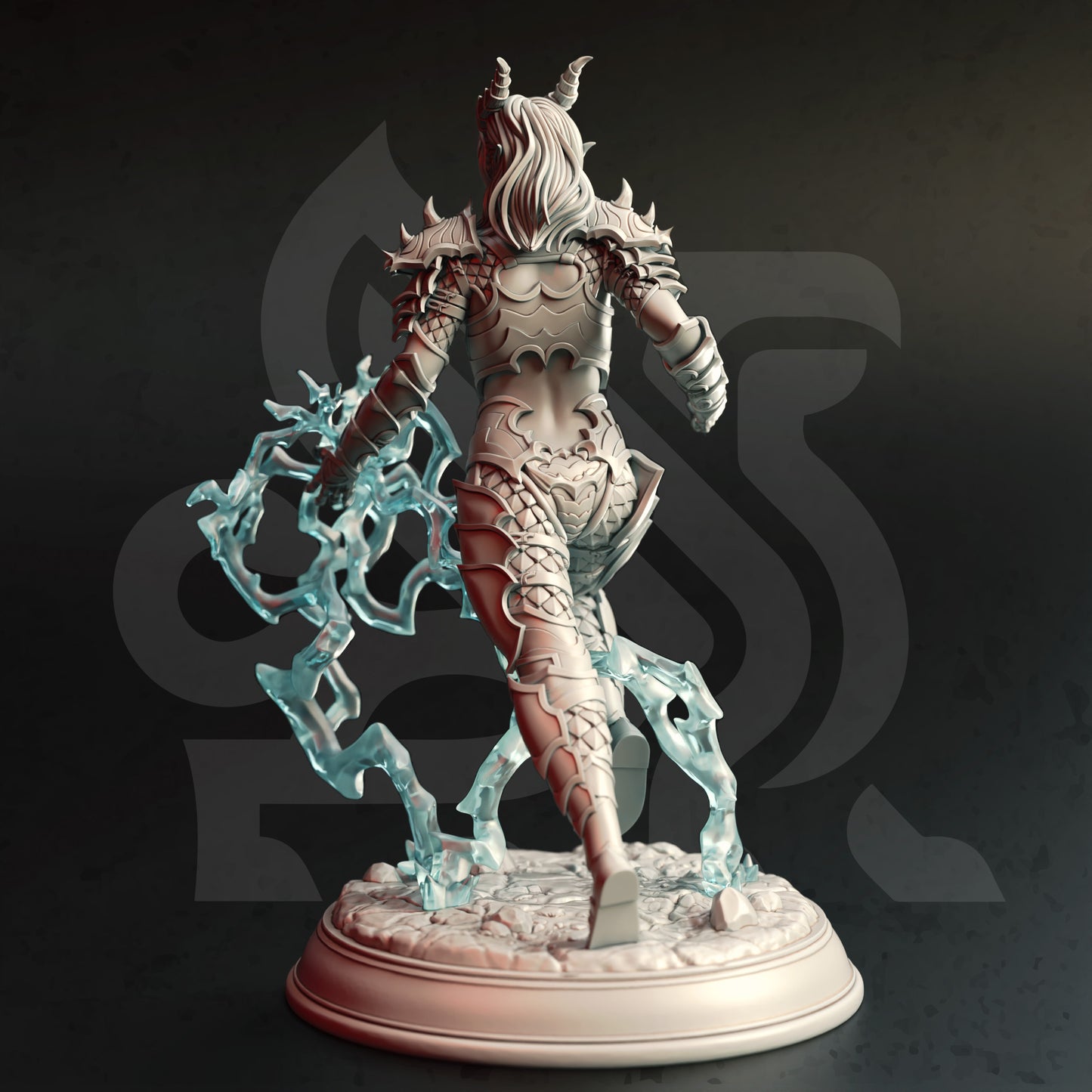 Demonic Lightning Mage Female Miniature 32mm Scale - Tiefling Draconic Sorcerer by DM Stash